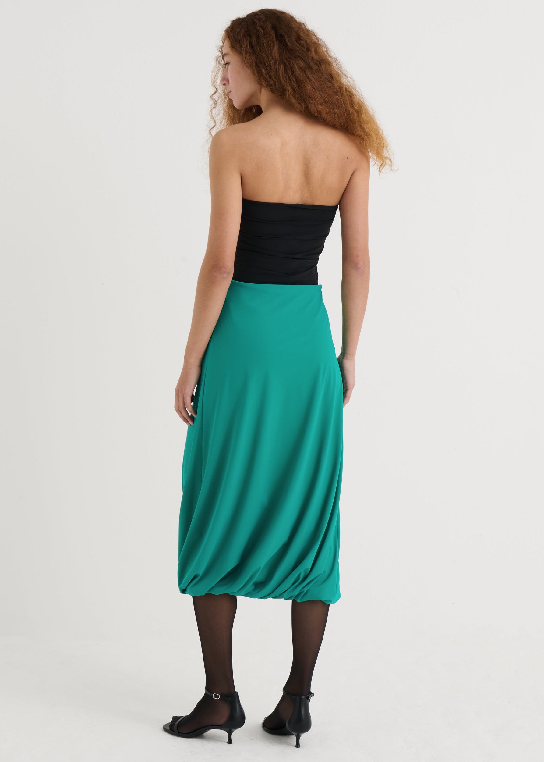Twisted midi skirt, Teal