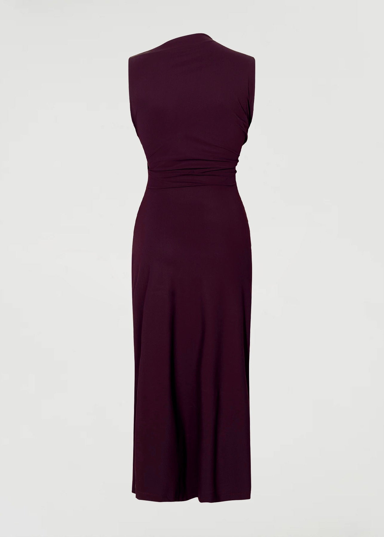 Asymmetric midi dress, Plum