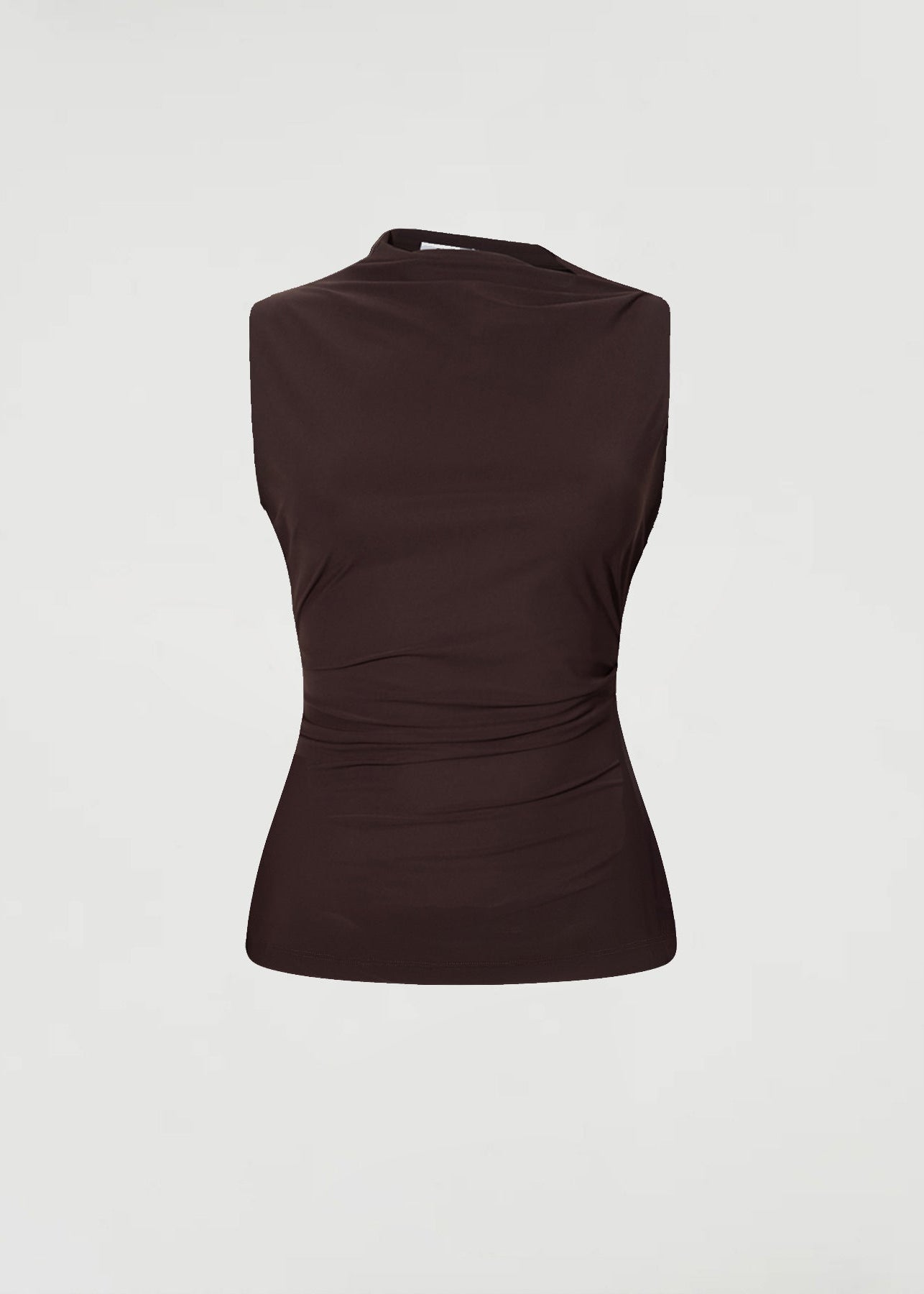 Asymmetric sleeveless top, Cocoa