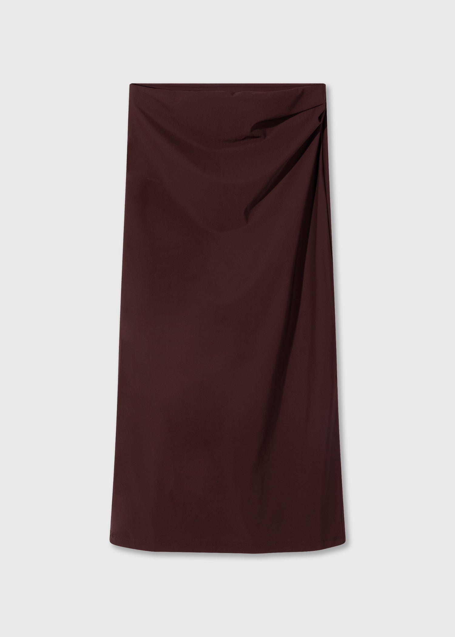 Asymmetric midi skirt, Cordovan