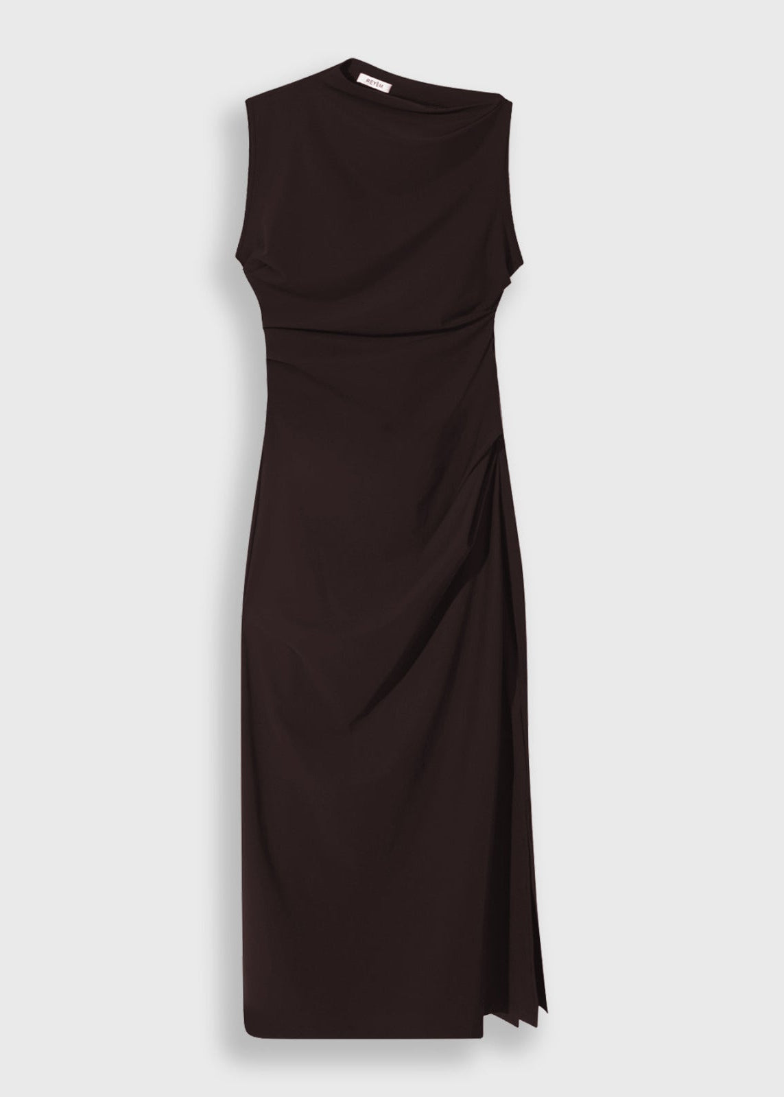Asymmetric midi dress, Cocoa