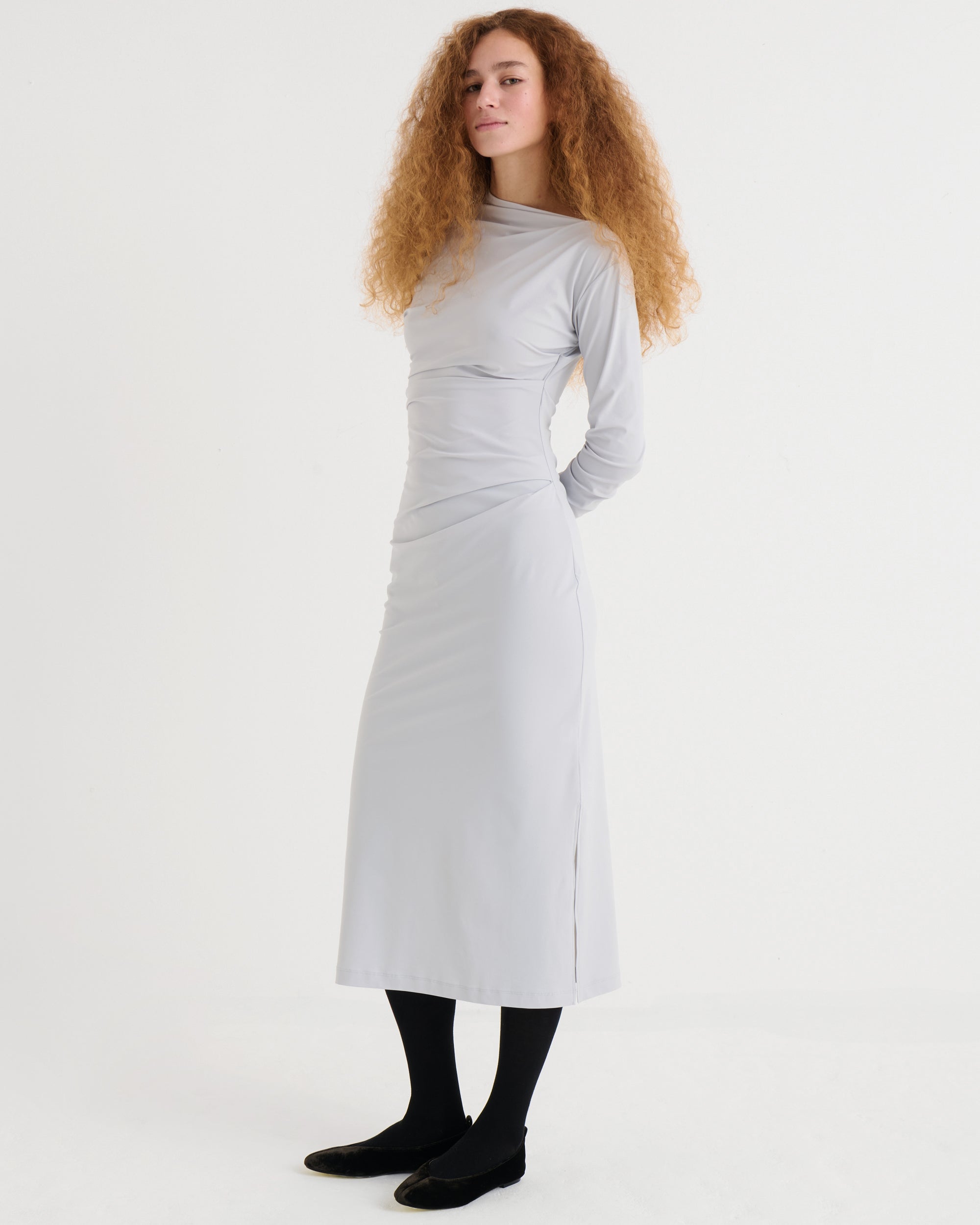 Asymmetric longsleeve dress, Mist