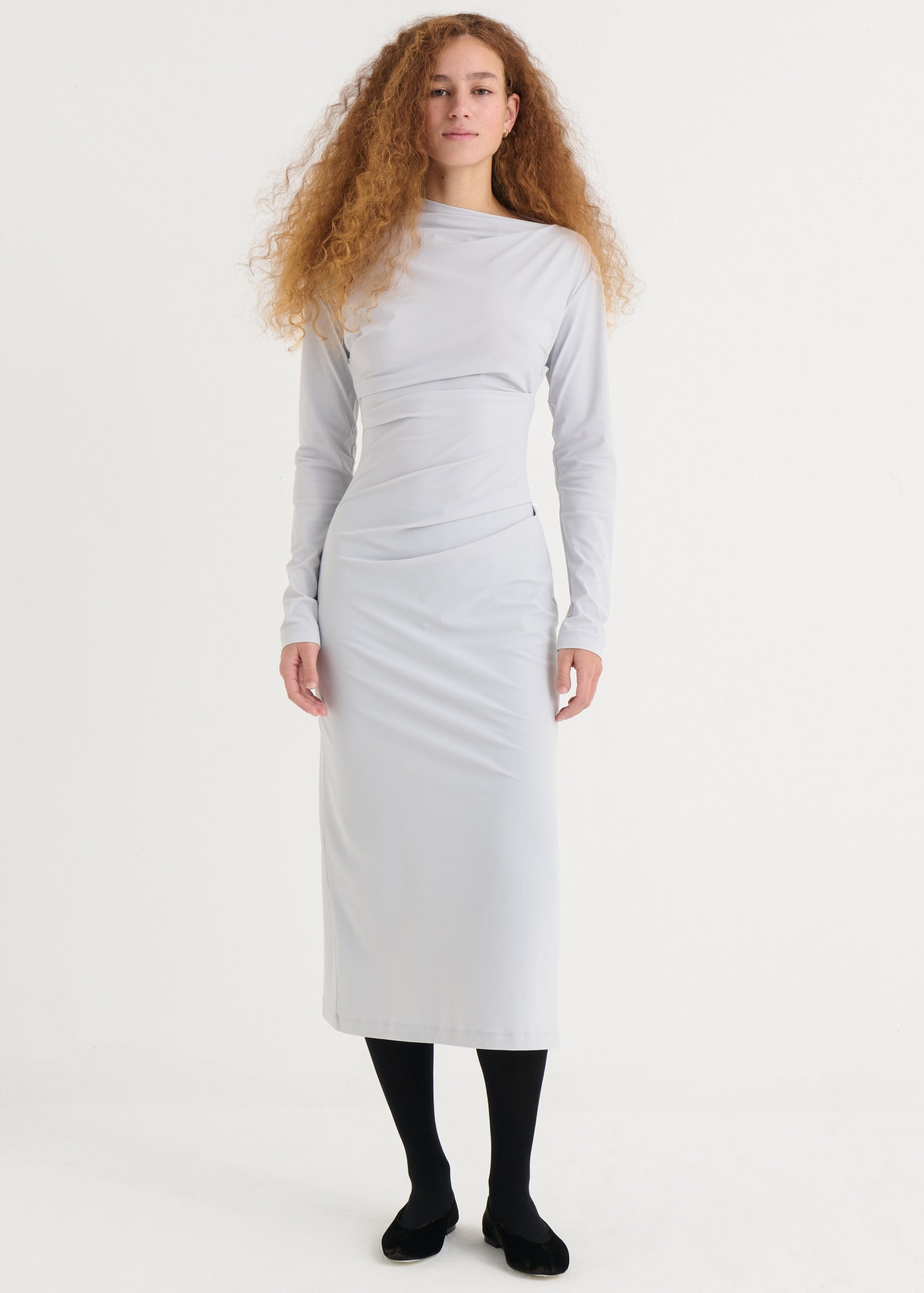 Asymmetric longsleeve dress, Mist