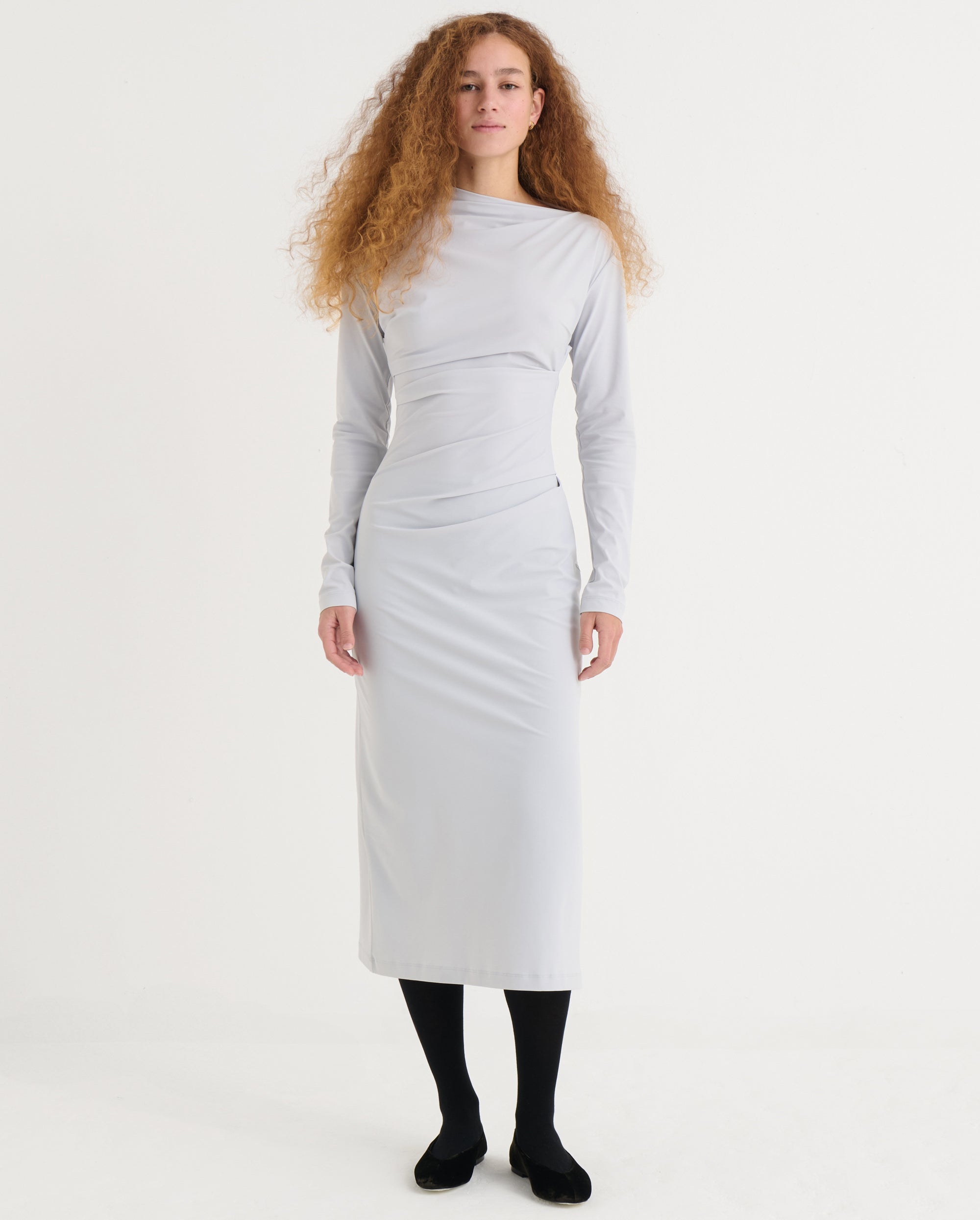 Asymmetric longsleeve dress, Mist