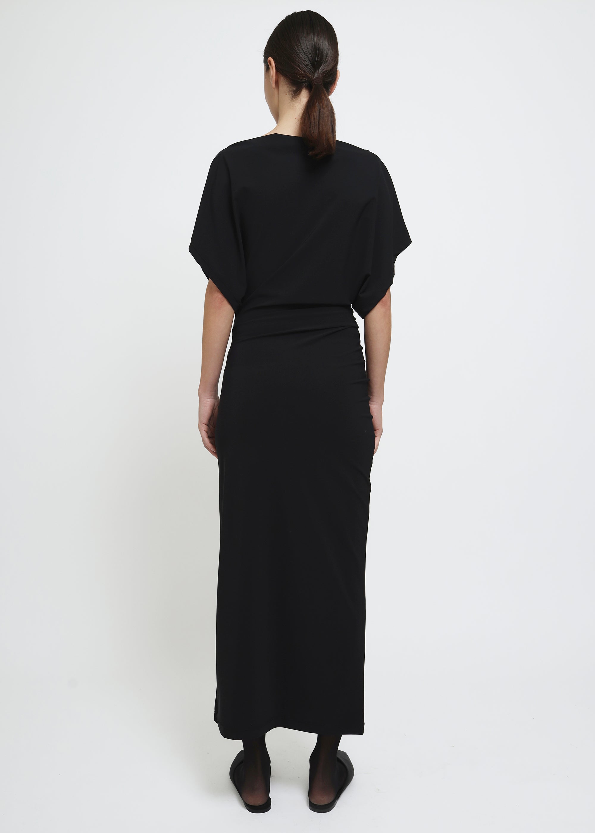Draped midi dress, Black