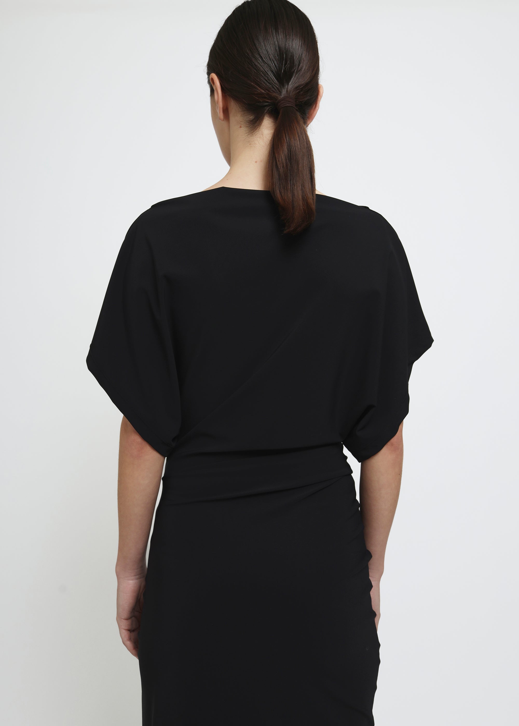 Draped midi dress, Black