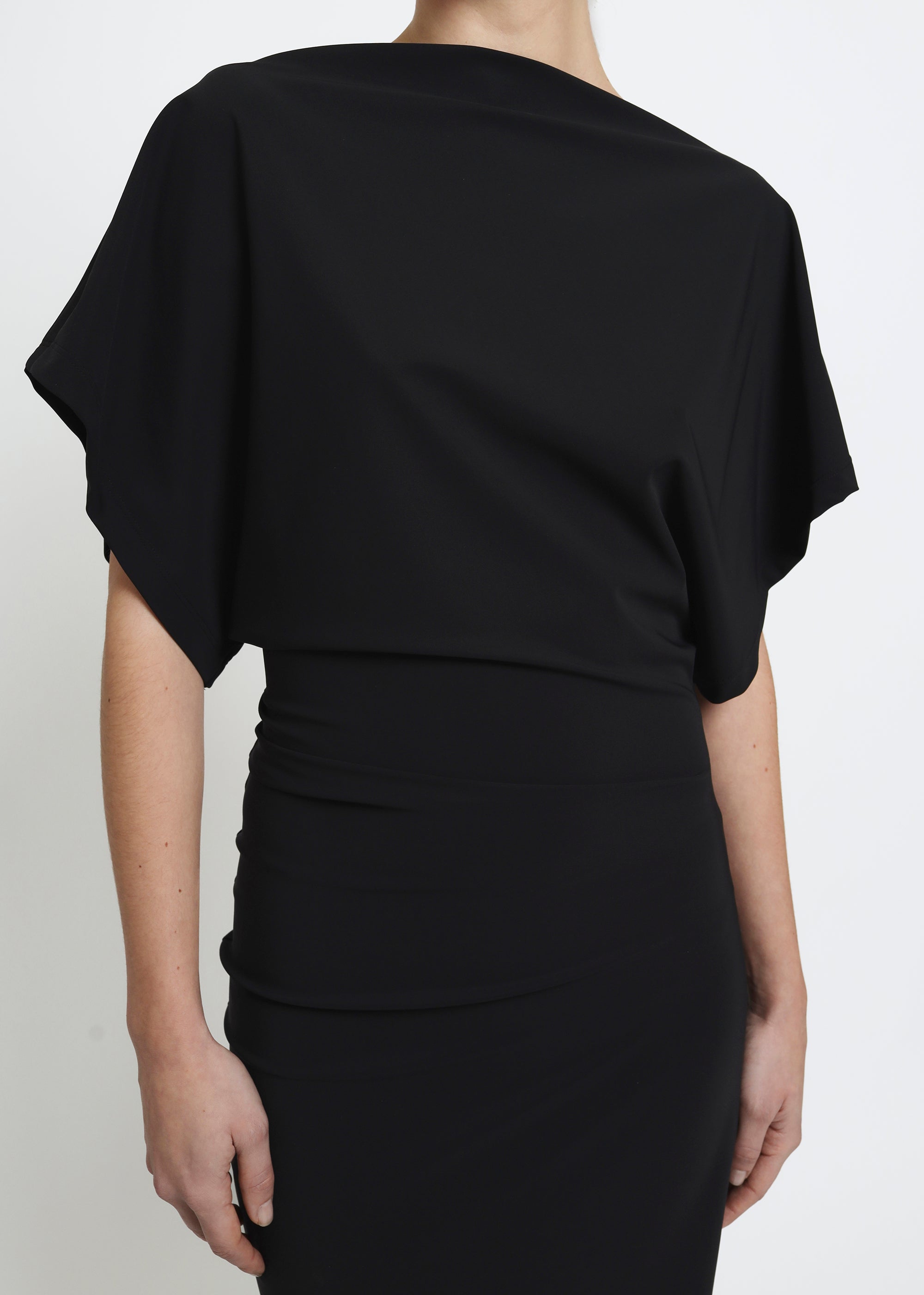 Draped midi dress, Black