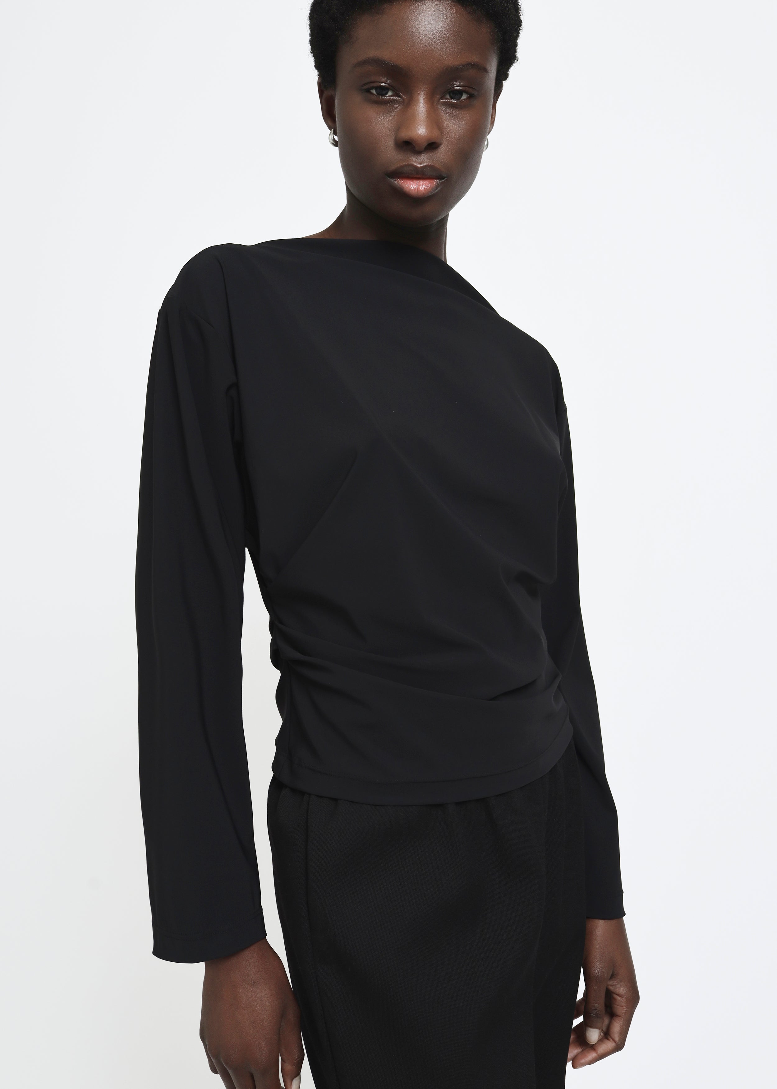 Draped longsleeve top, Black