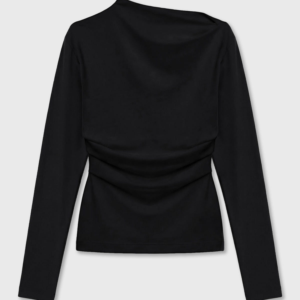 Black asymmetric long-sleeve top – Sculpted fit | REYÈM