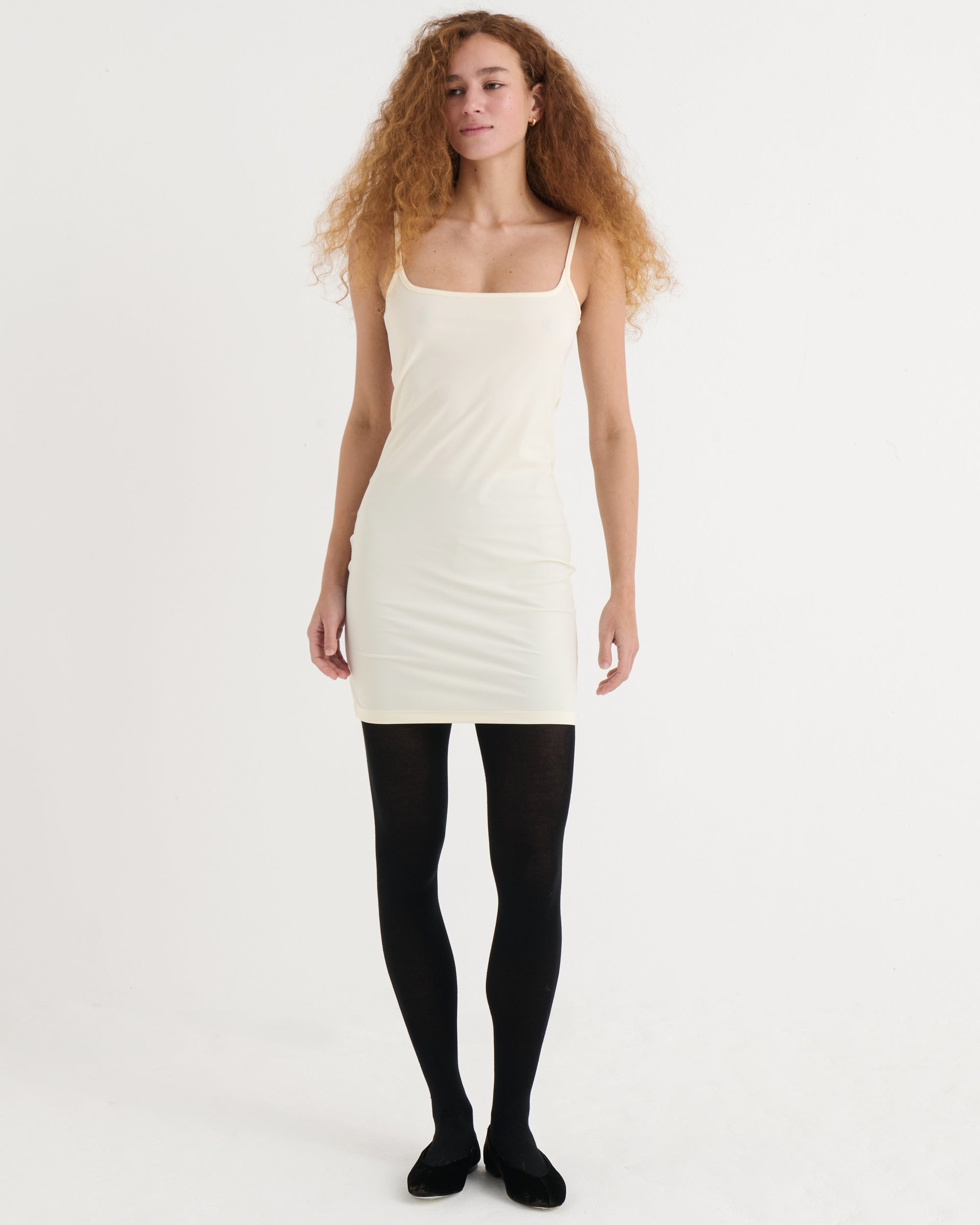 Spaghetti tank dress, Cream