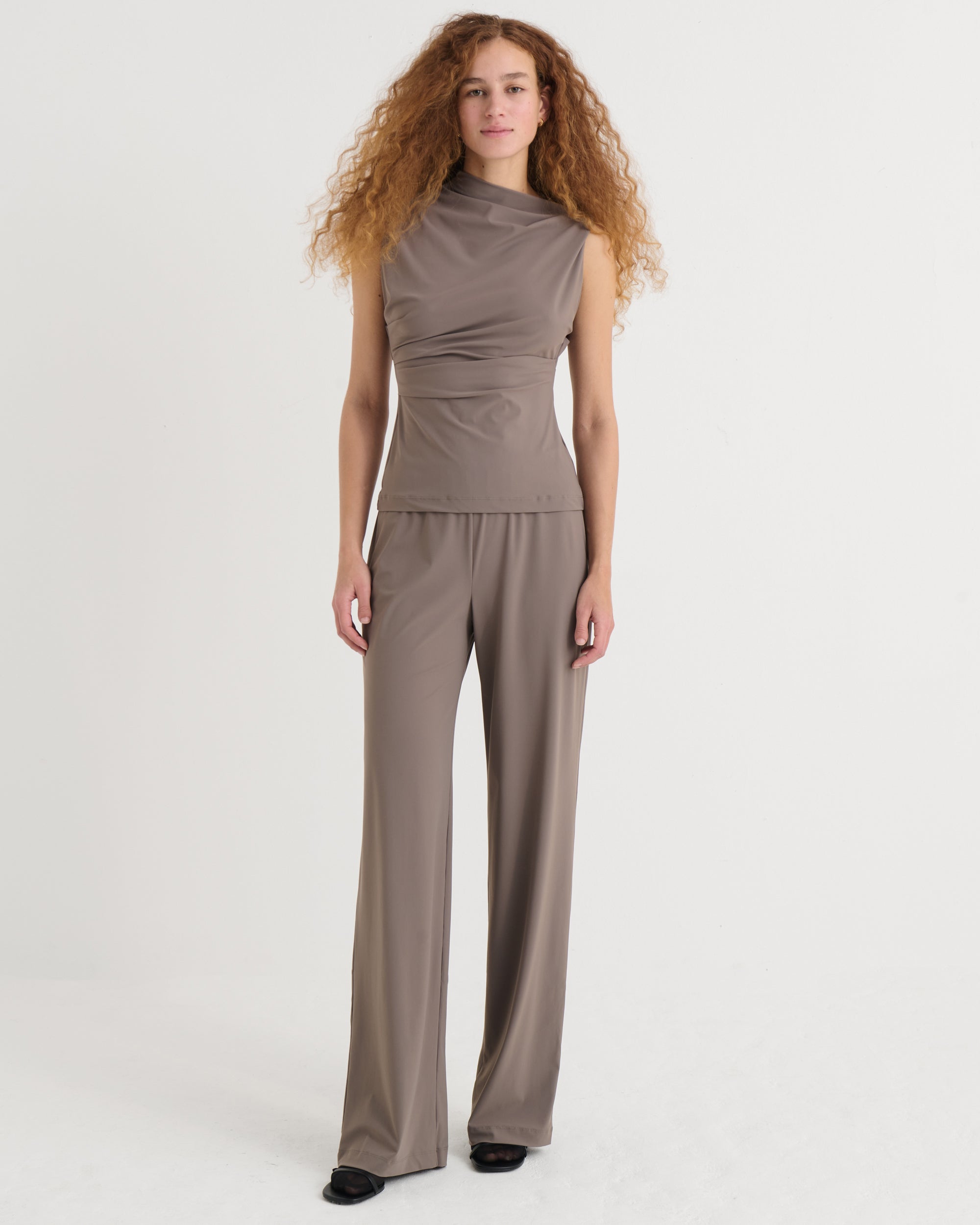 Wide fit pants, Taupe