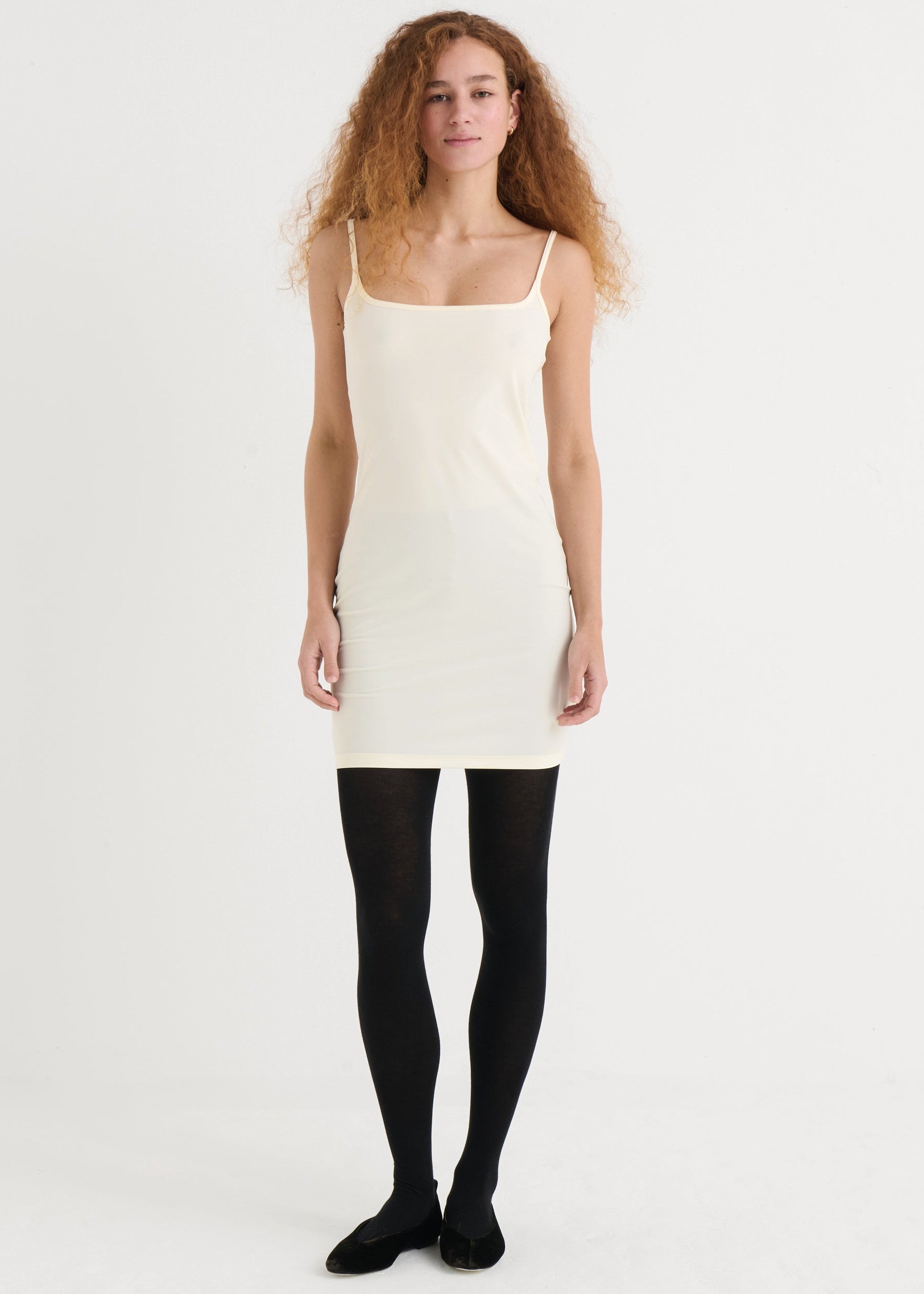 Spaghetti tank dress, Cream
