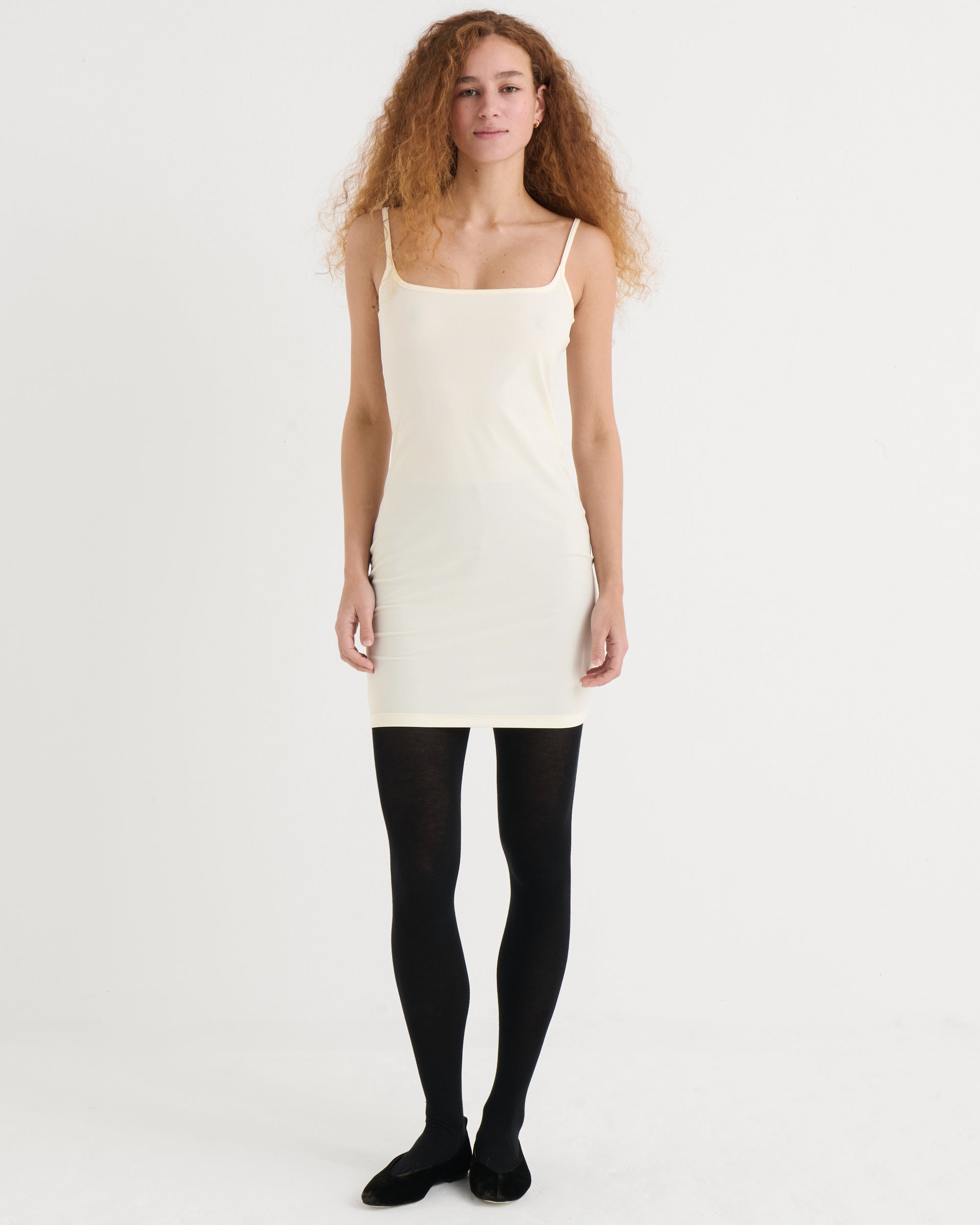 Spaghetti tank dress, Cream
