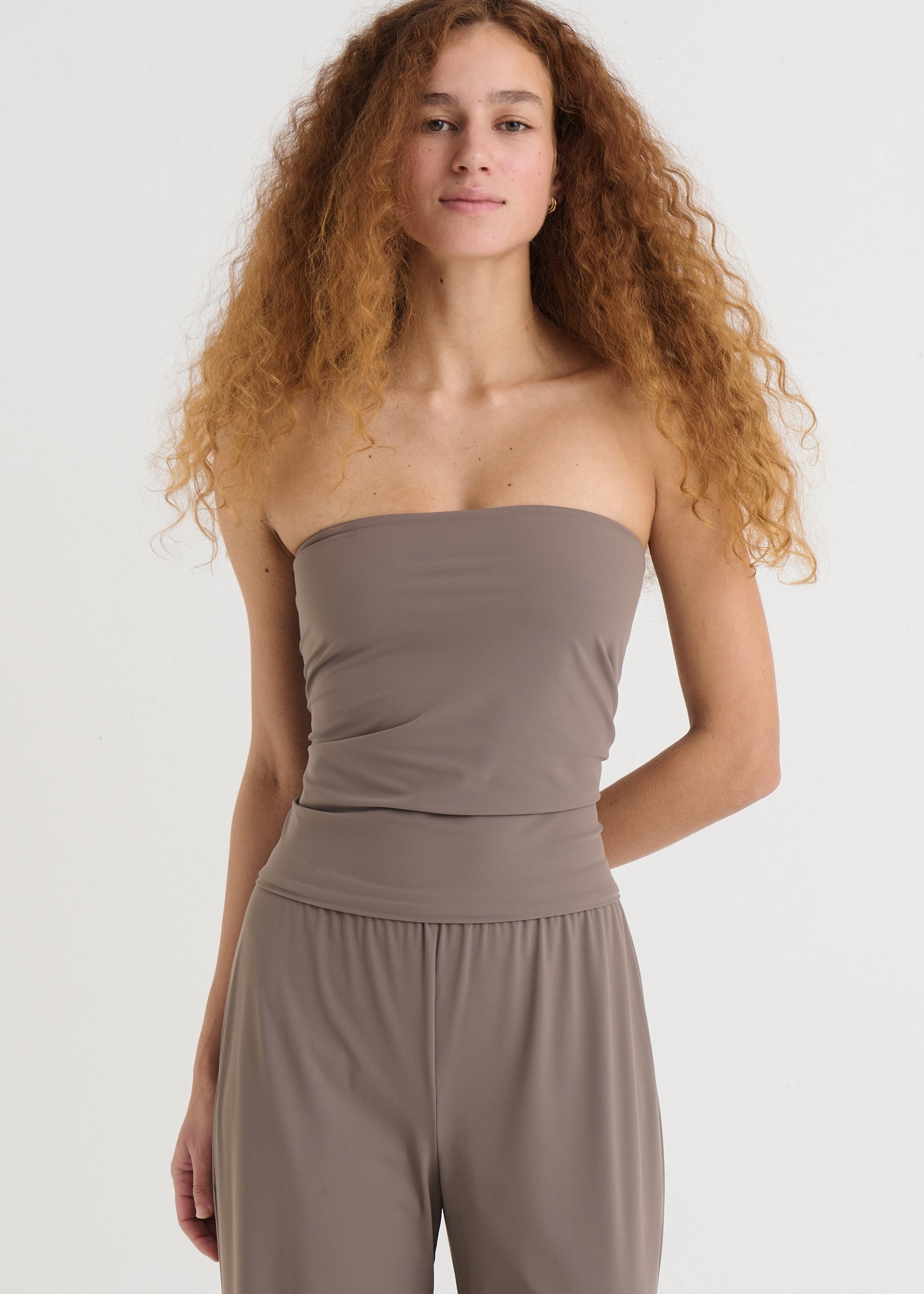 Strapless bandeau top, Taupe