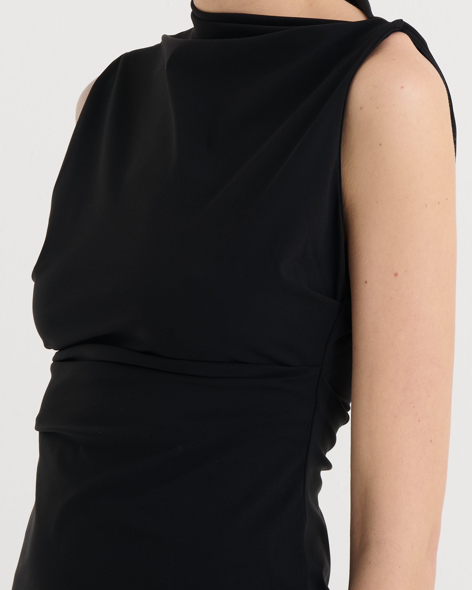 Asymmetric sleeveless top, Black