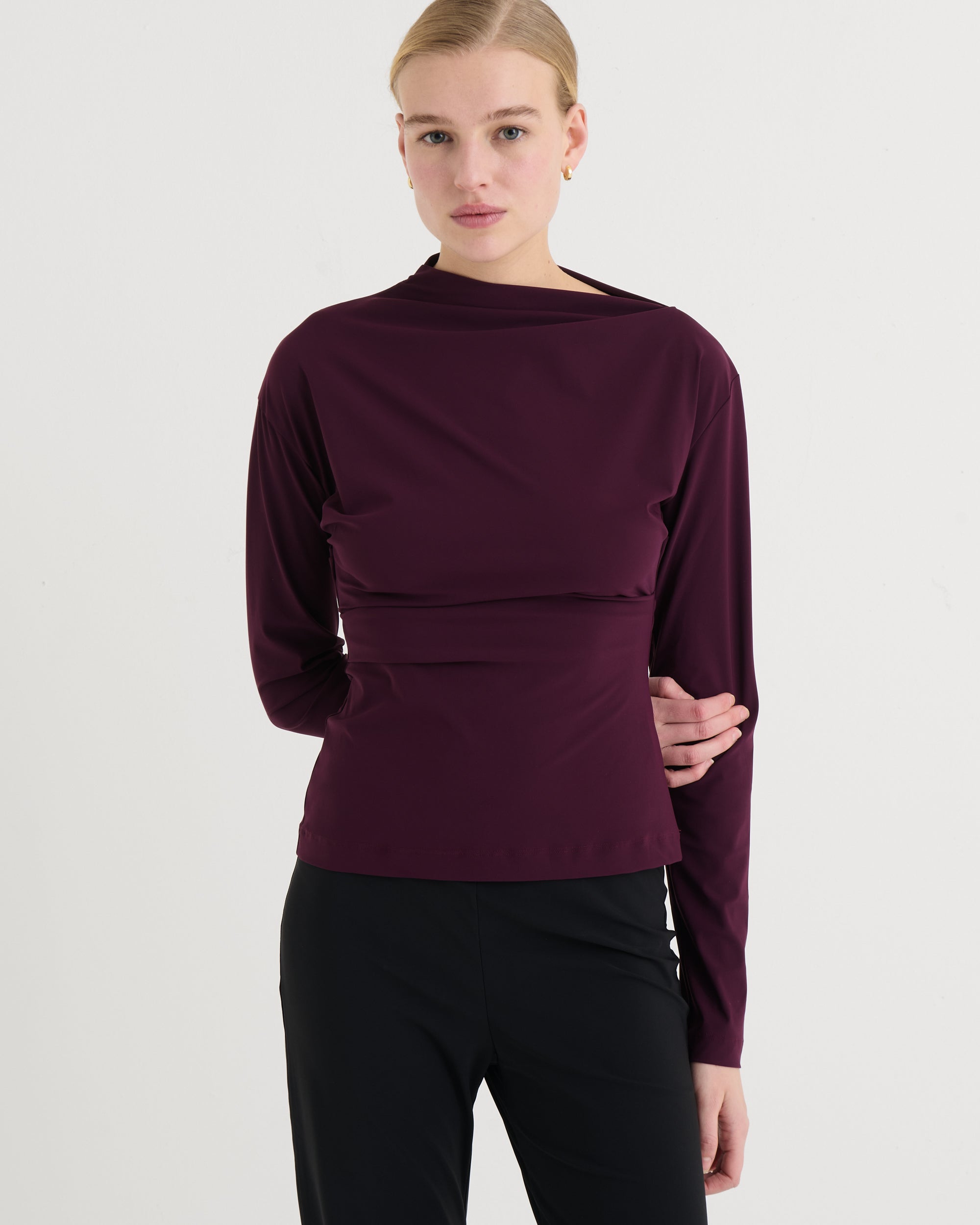 Asymmetric longsleeve top, Plum