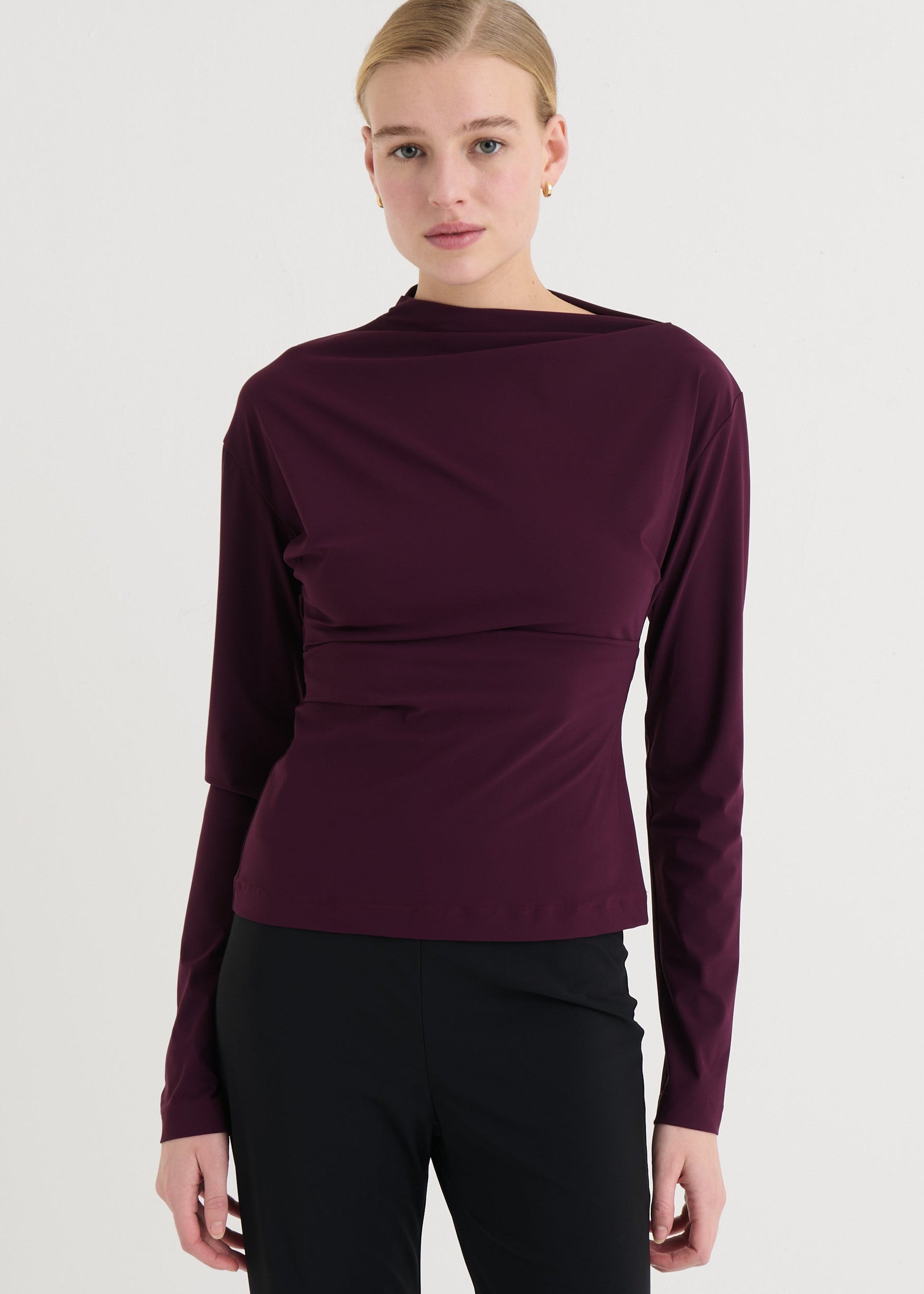 Asymmetric longsleeve top, Plum