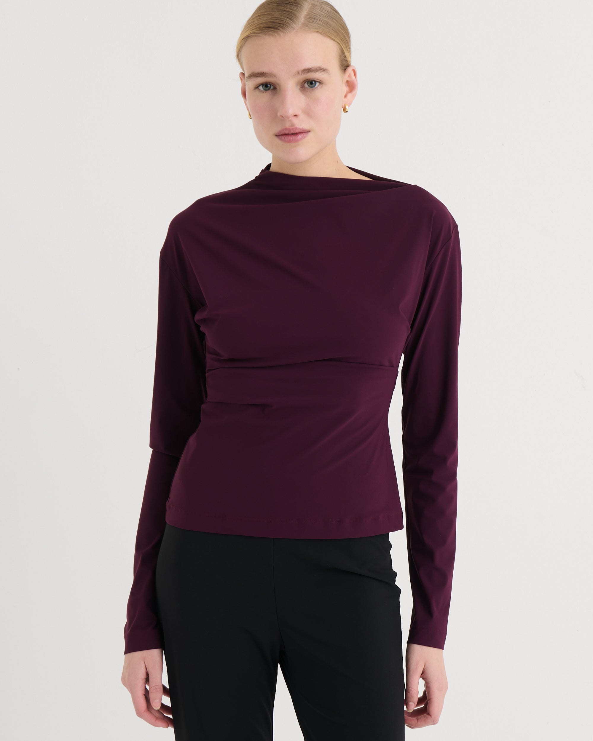 Asymmetric longsleeve top, Plum