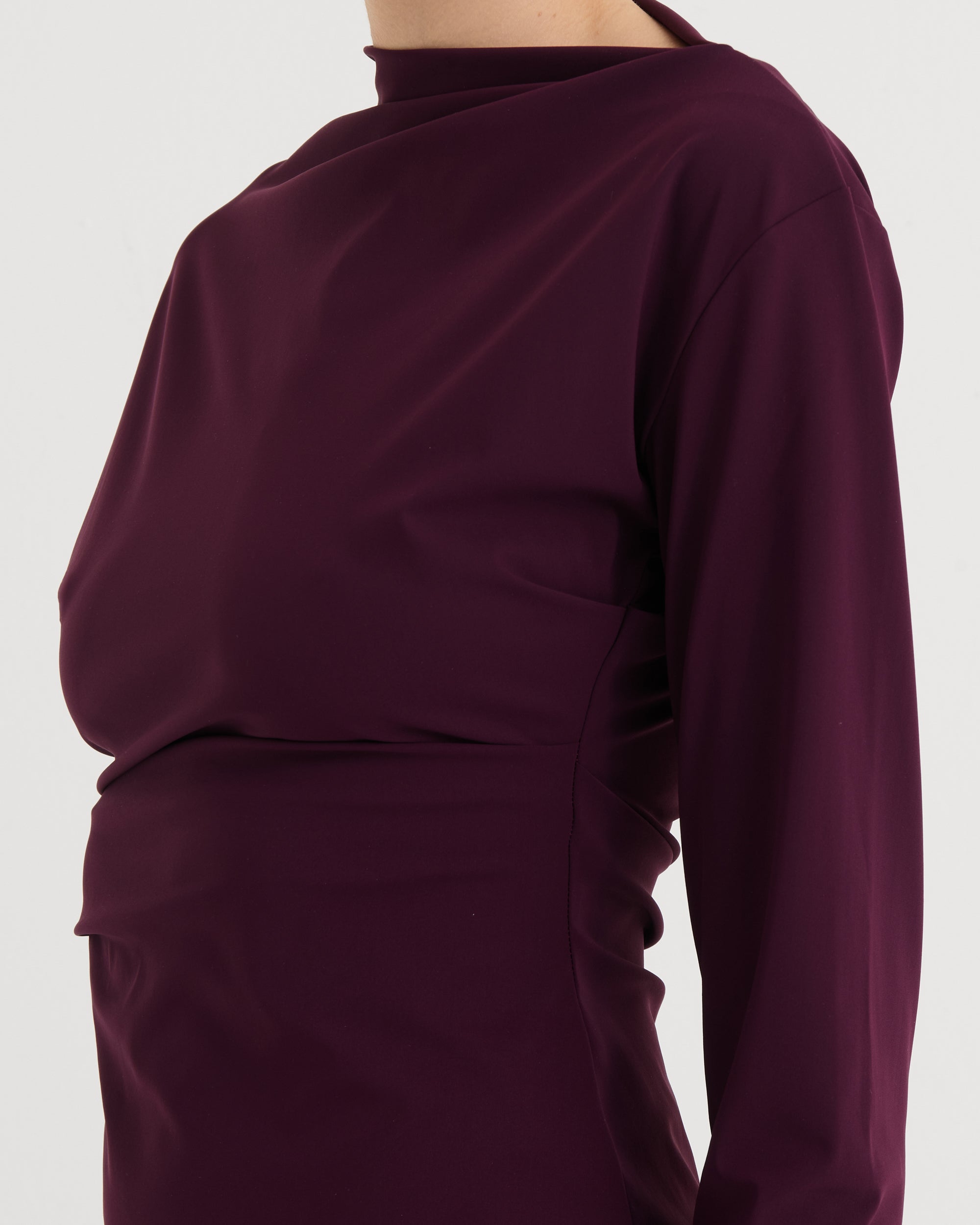 Asymmetric longsleeve top, Plum