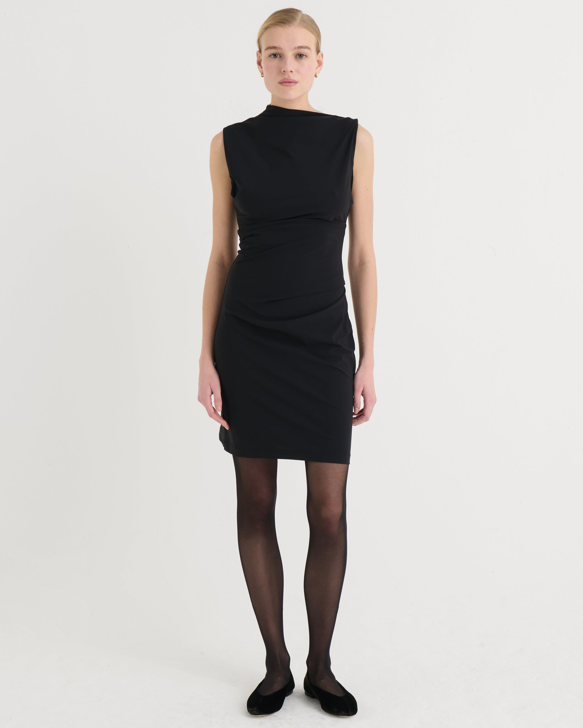 Asymmetric mini dress, Black