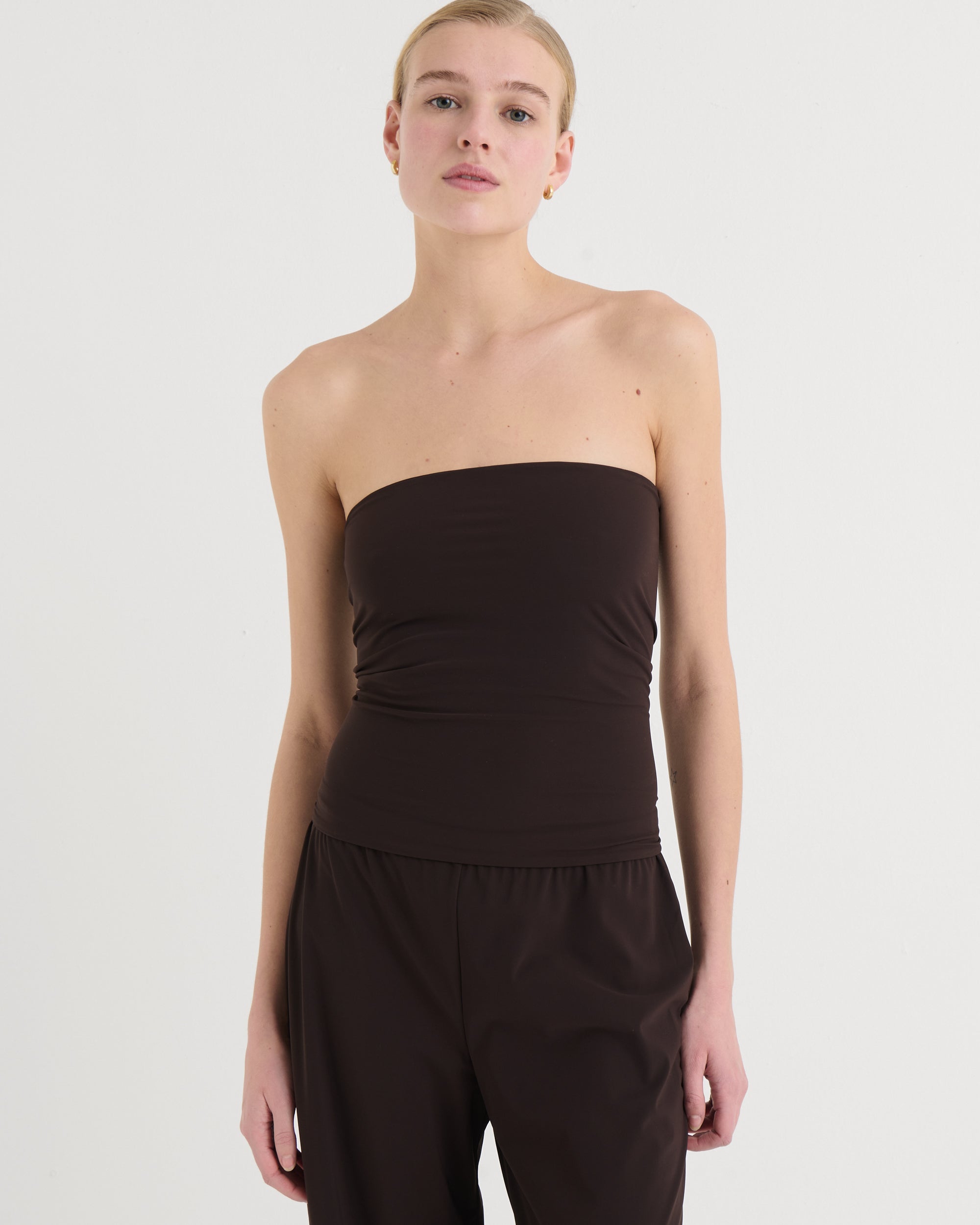 Strapless bandeau top, Cocoa