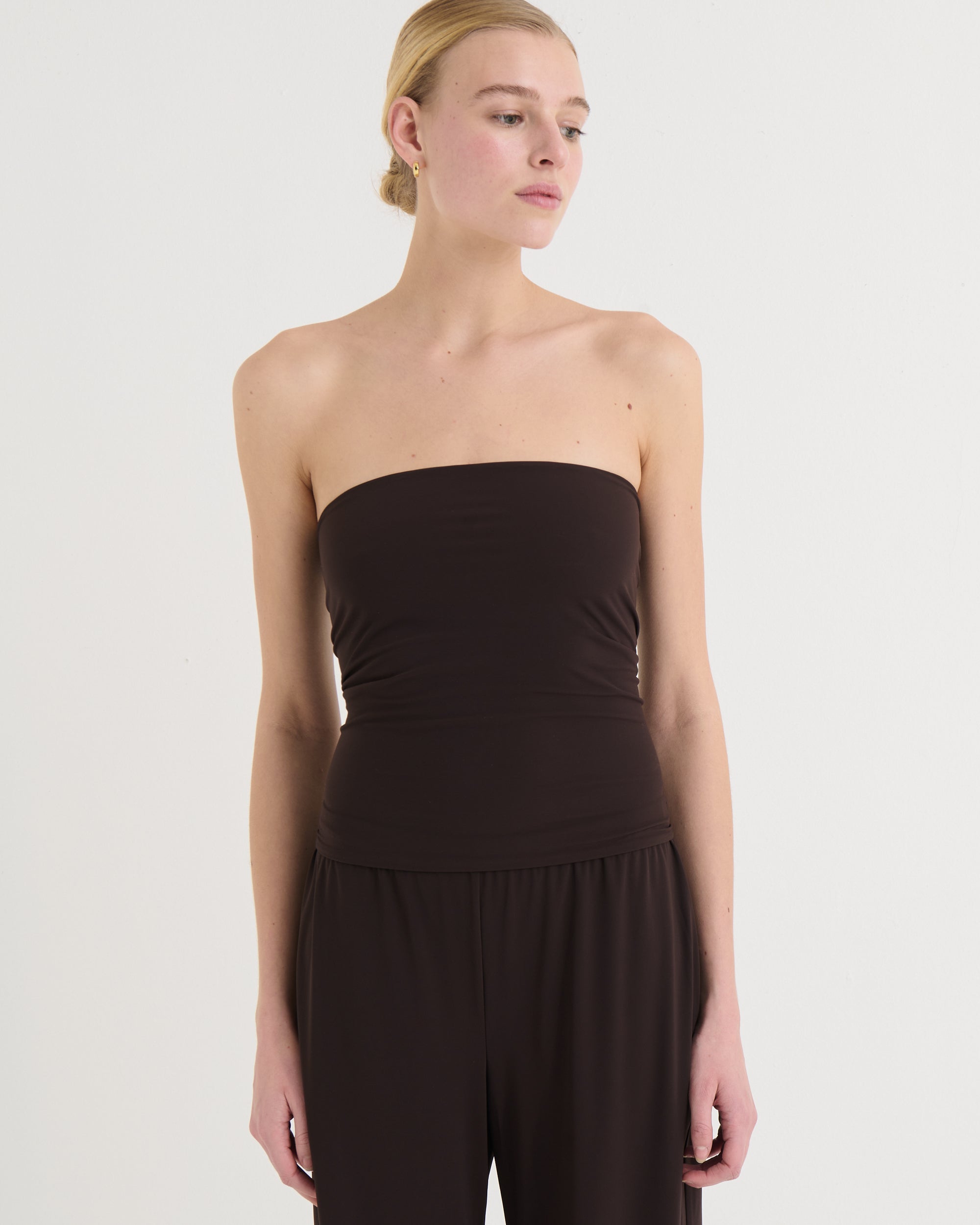 Strapless bandeau top, Cocoa