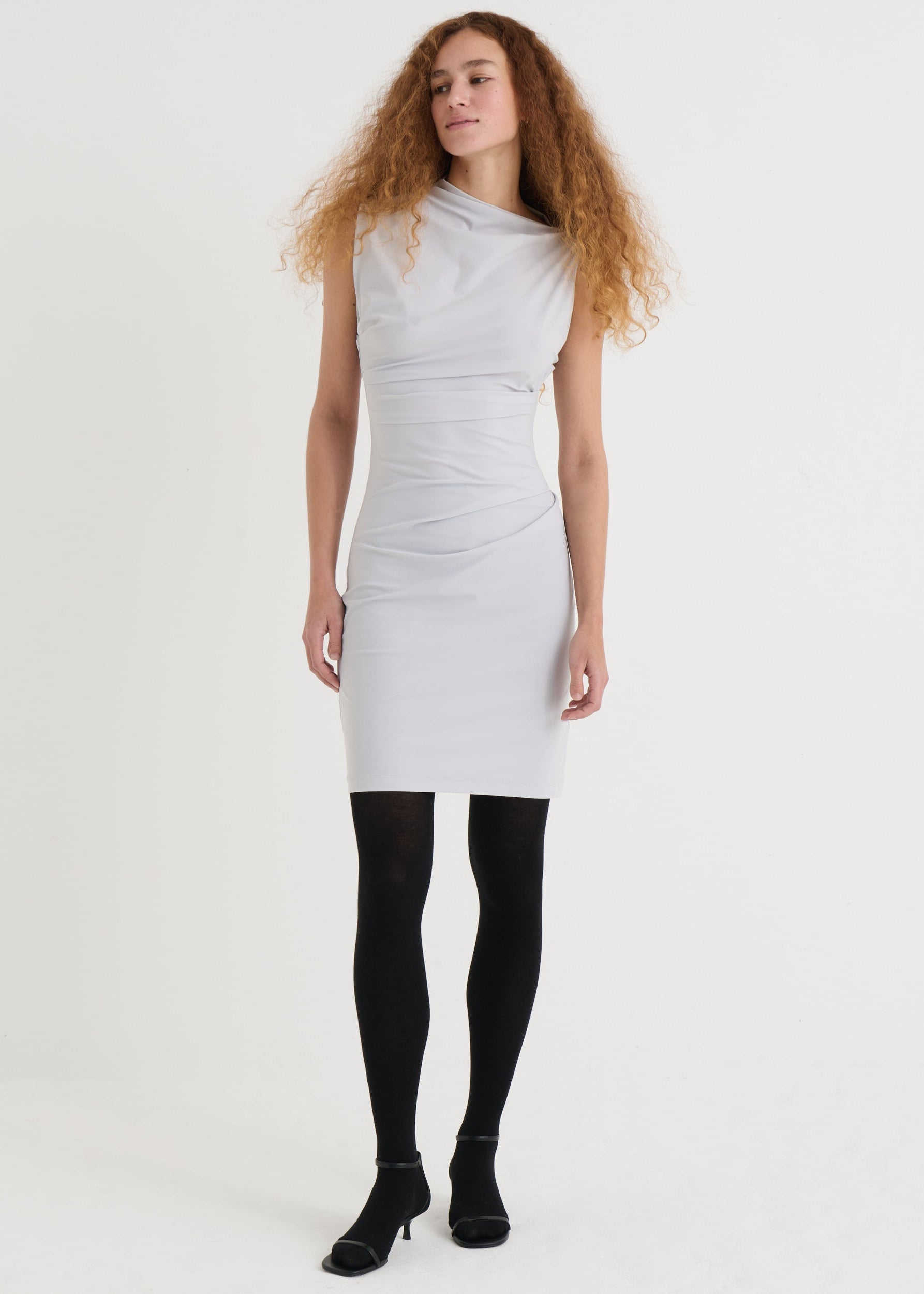 Asymmetric mini dress, Mist