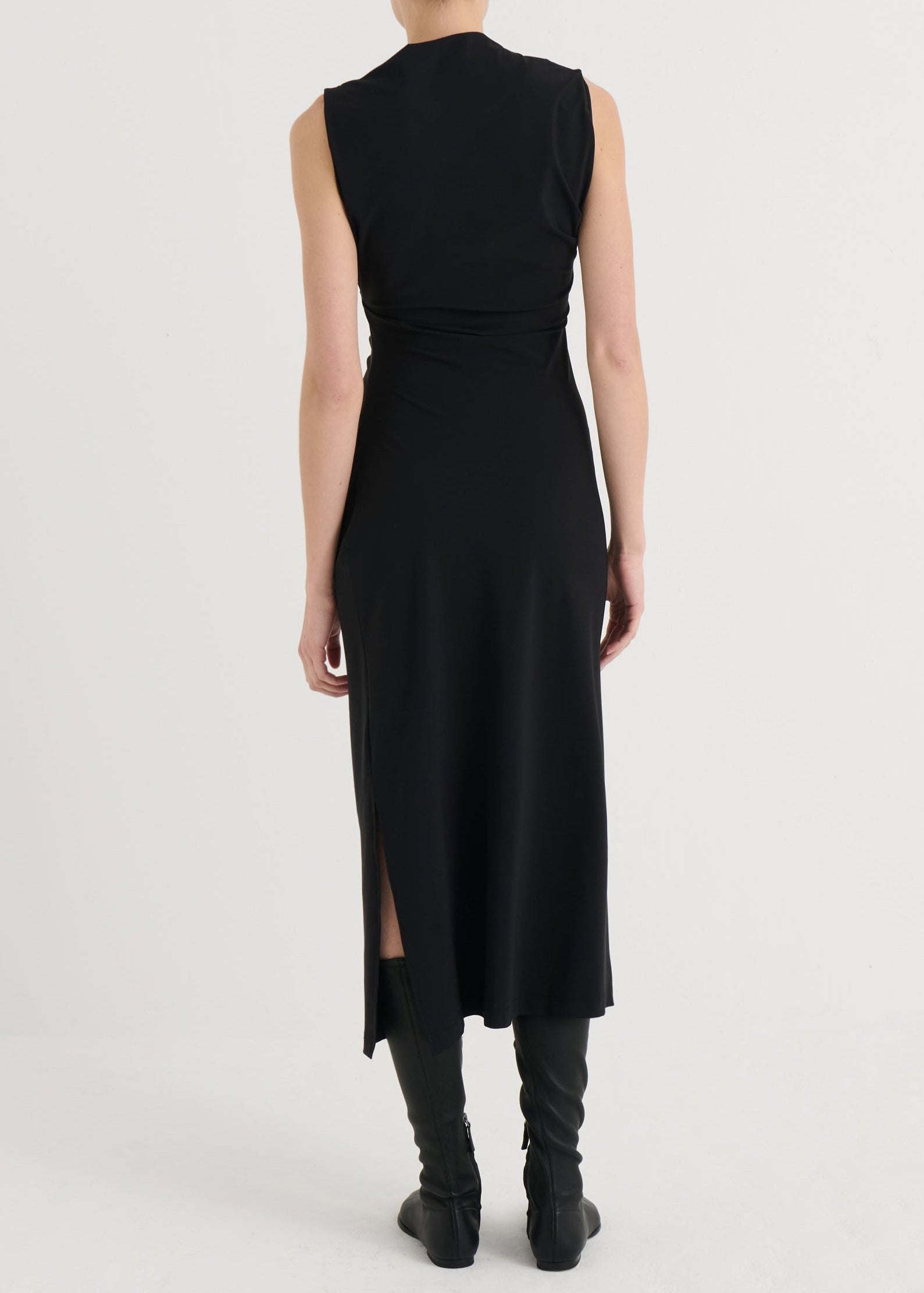 Asymmetric midi dress, Black