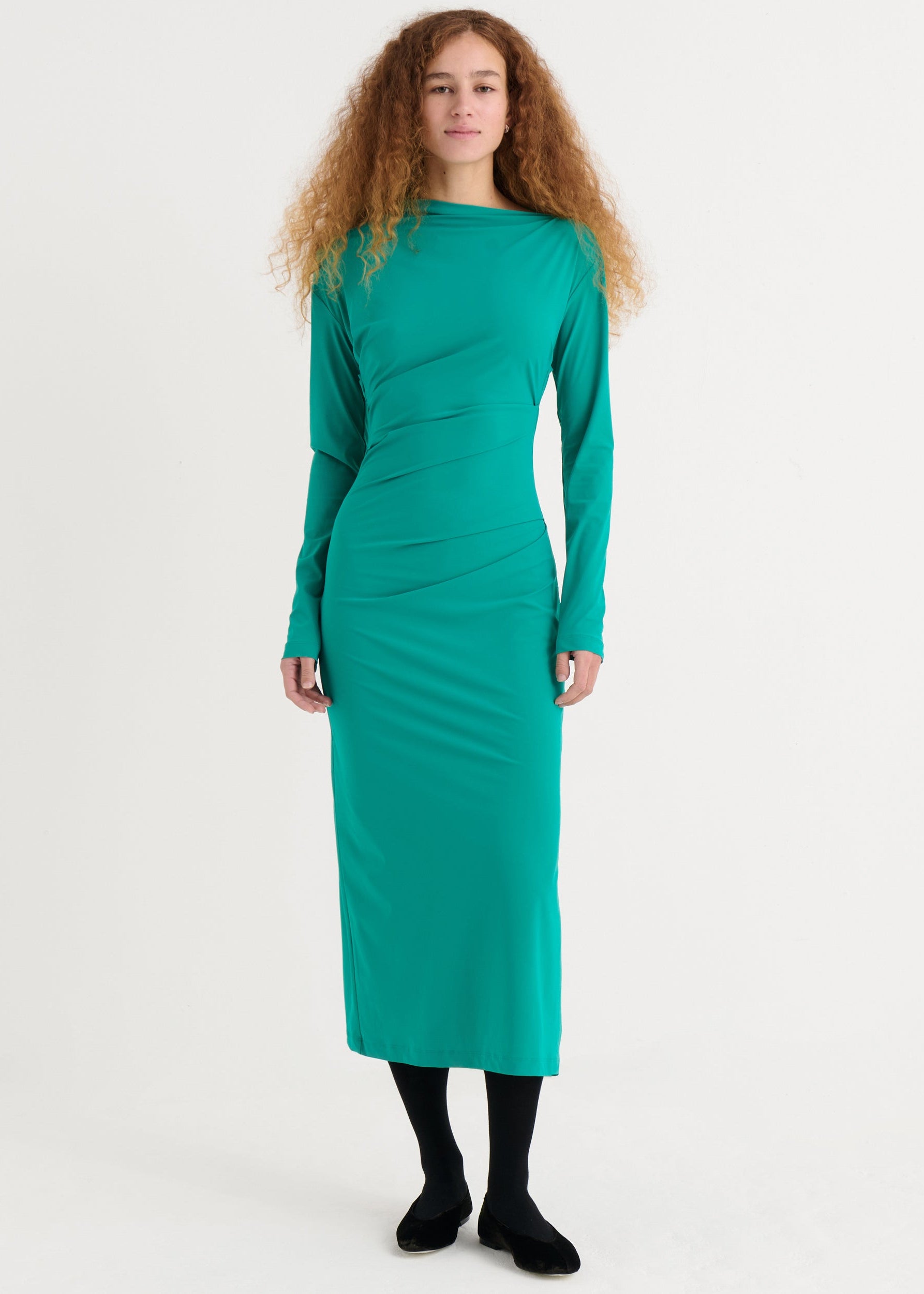 Asymmetric longsleeve dress, Teal
