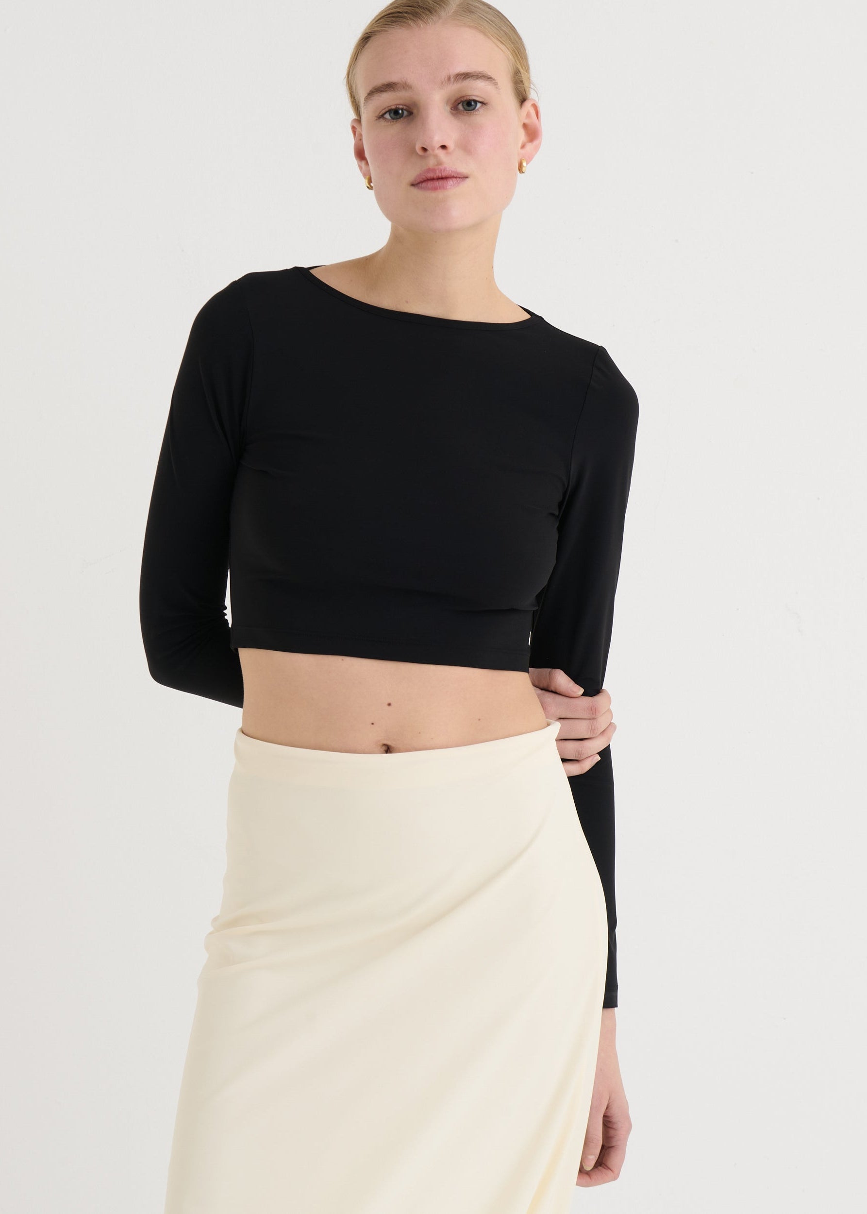 Cropped longsleeve top, Black