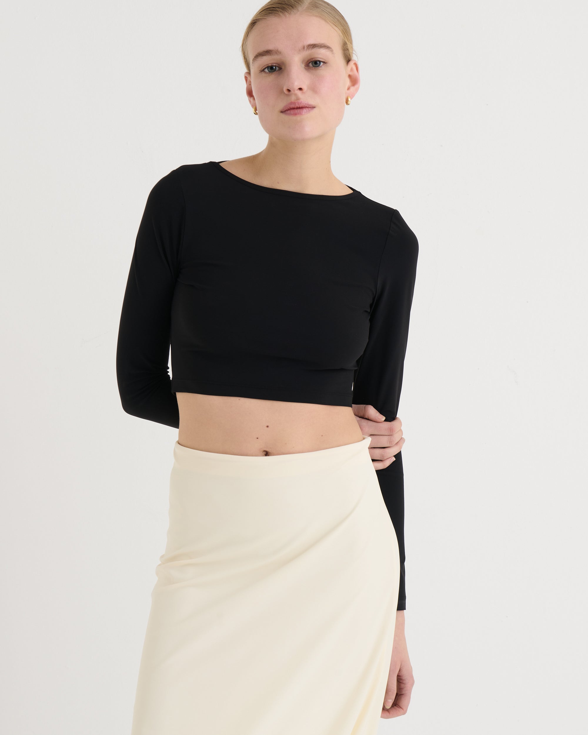 Cropped longsleeve top, Black