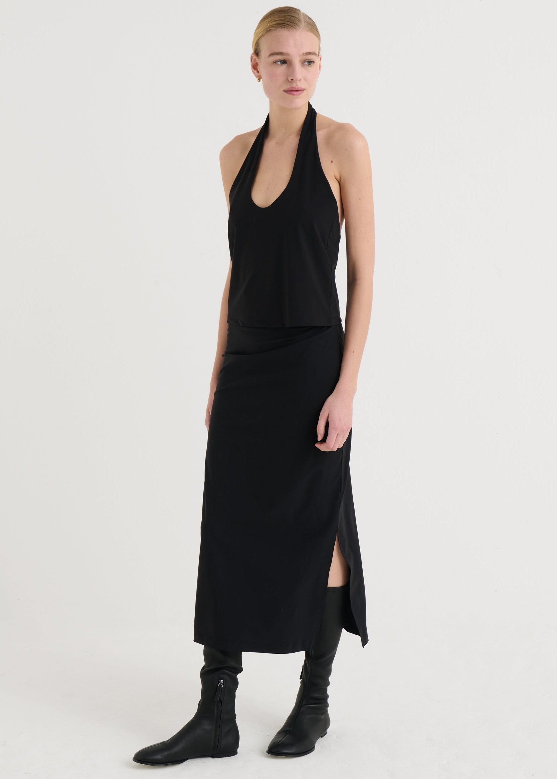 Asymmetric midi skirt, Black