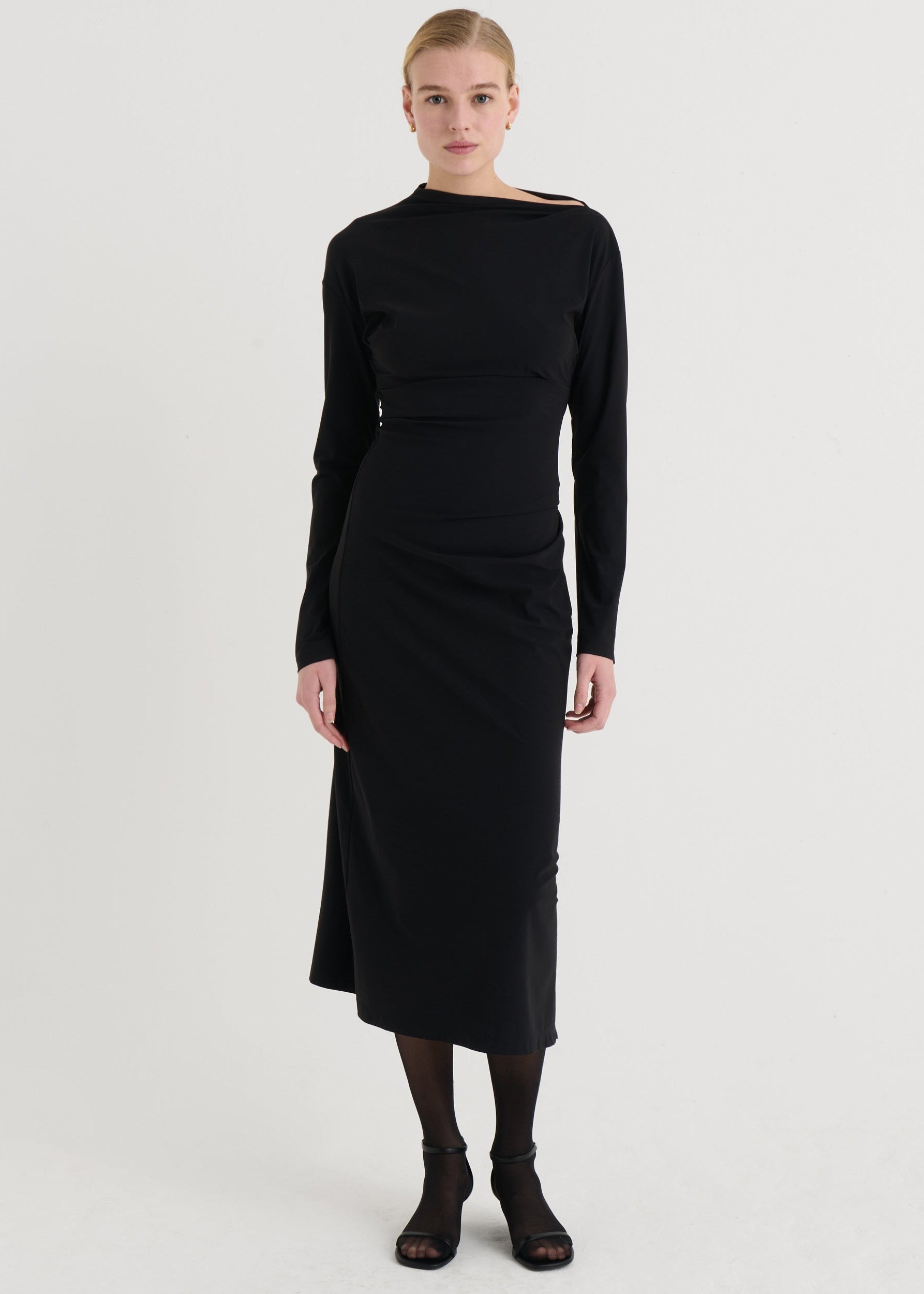 Asymmetric longsleeve dress, Black