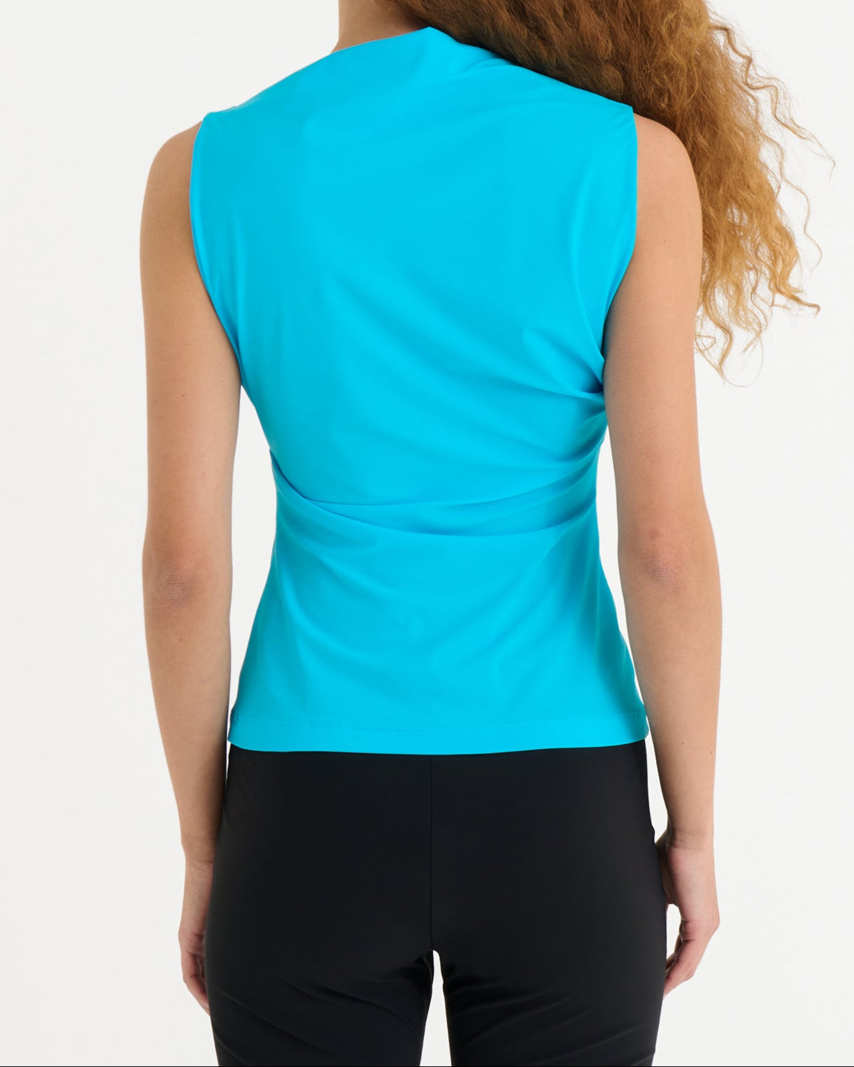 Asymmetric sleeveless top, Azure