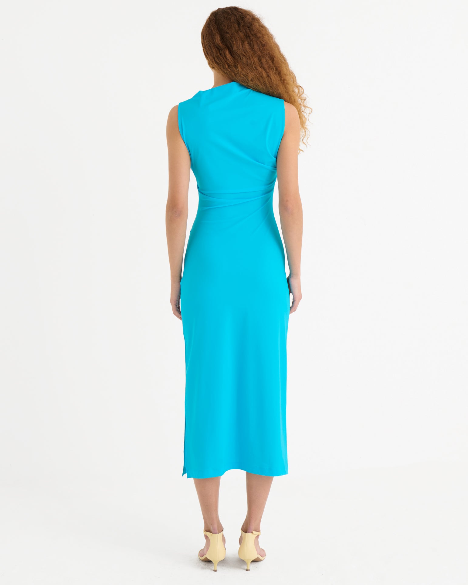 Asymmetric midi dress, Azure