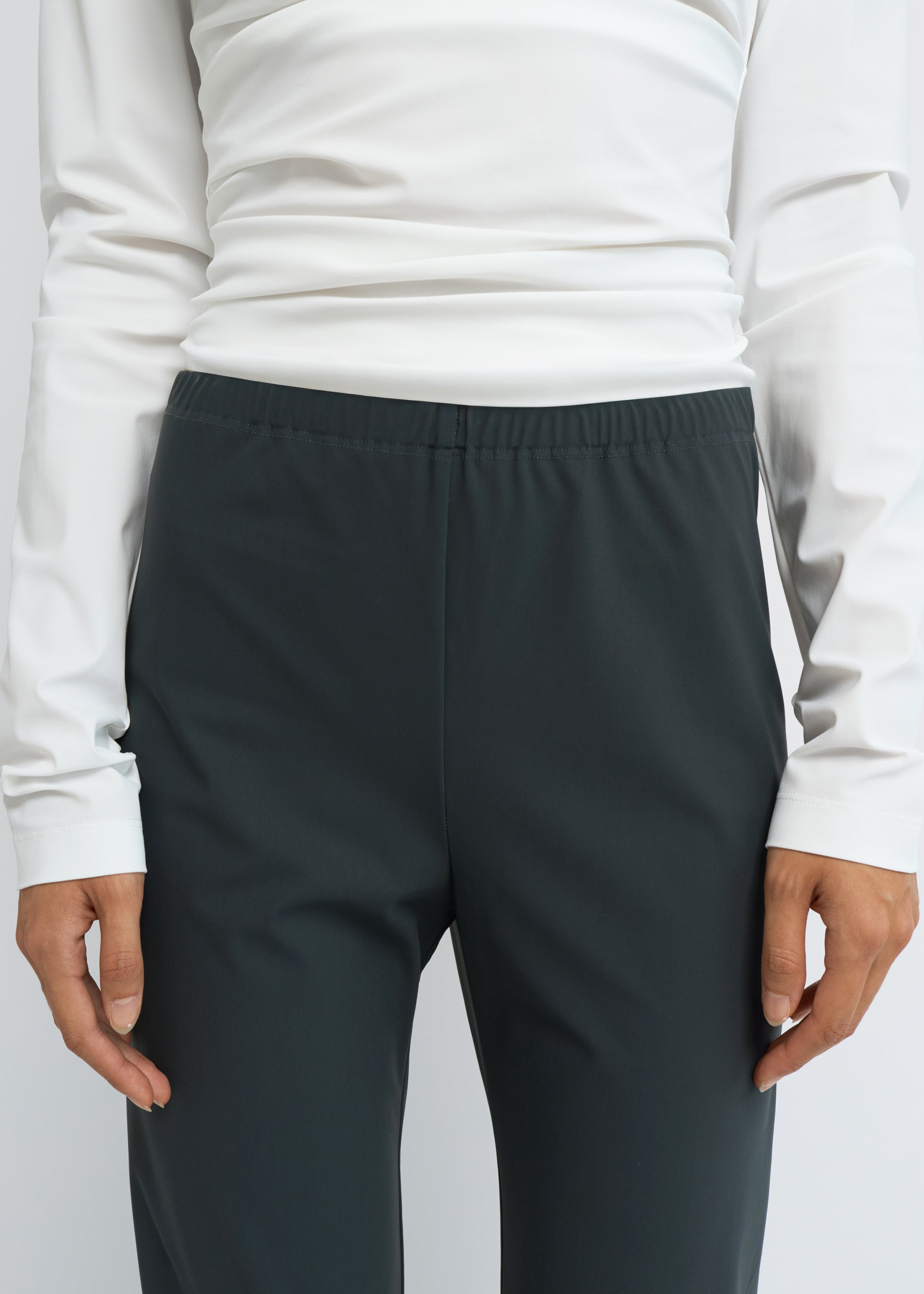 Charcoal straight-fit jersey pants in recycled Italian stretch fabric