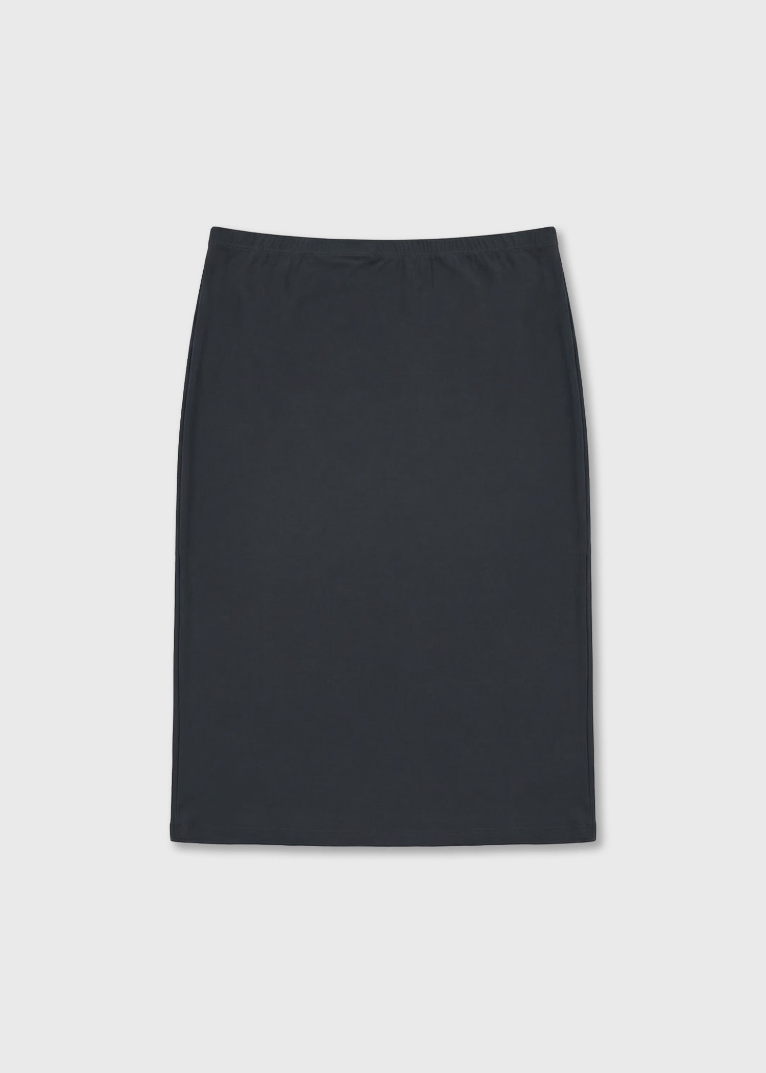 Charcoal straight-fit midi skirt with a clean, minimal silhouette
