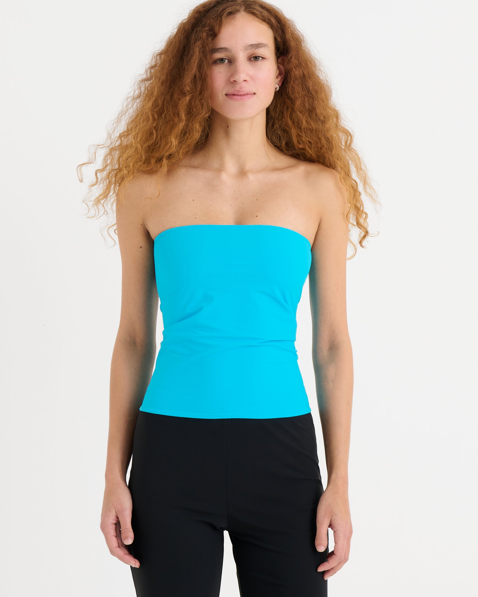 Strapless bandeau top, Azure