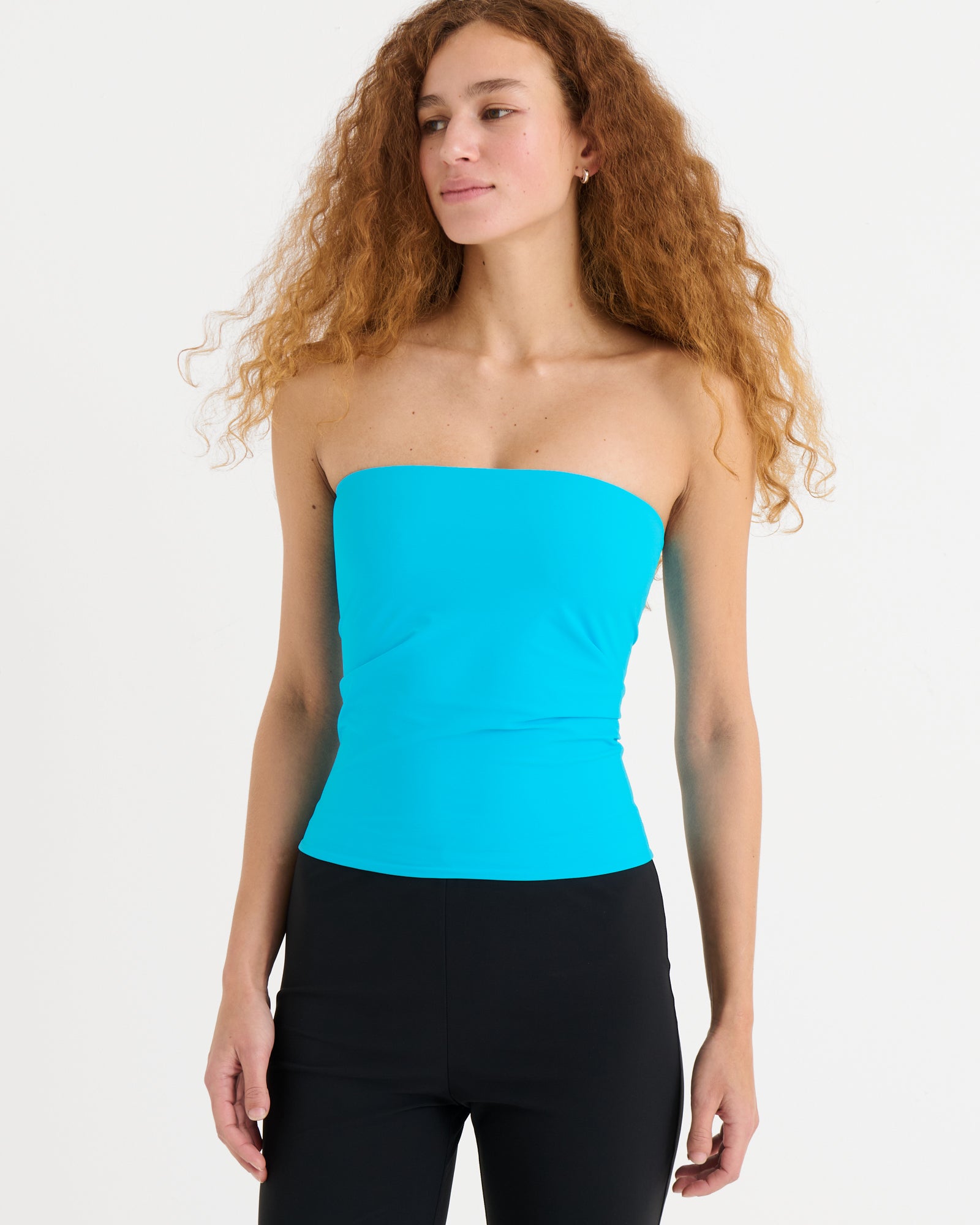 Strapless bandeau top, Azure