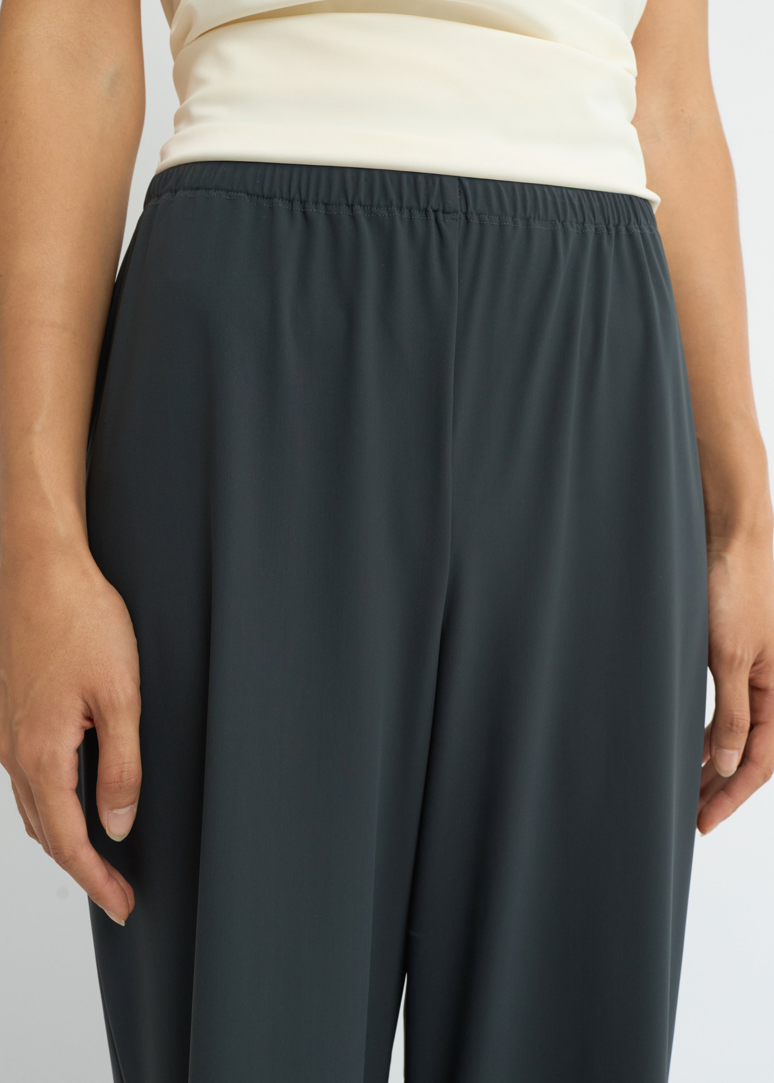 Charcoal wide relaxed-fit jersey pants