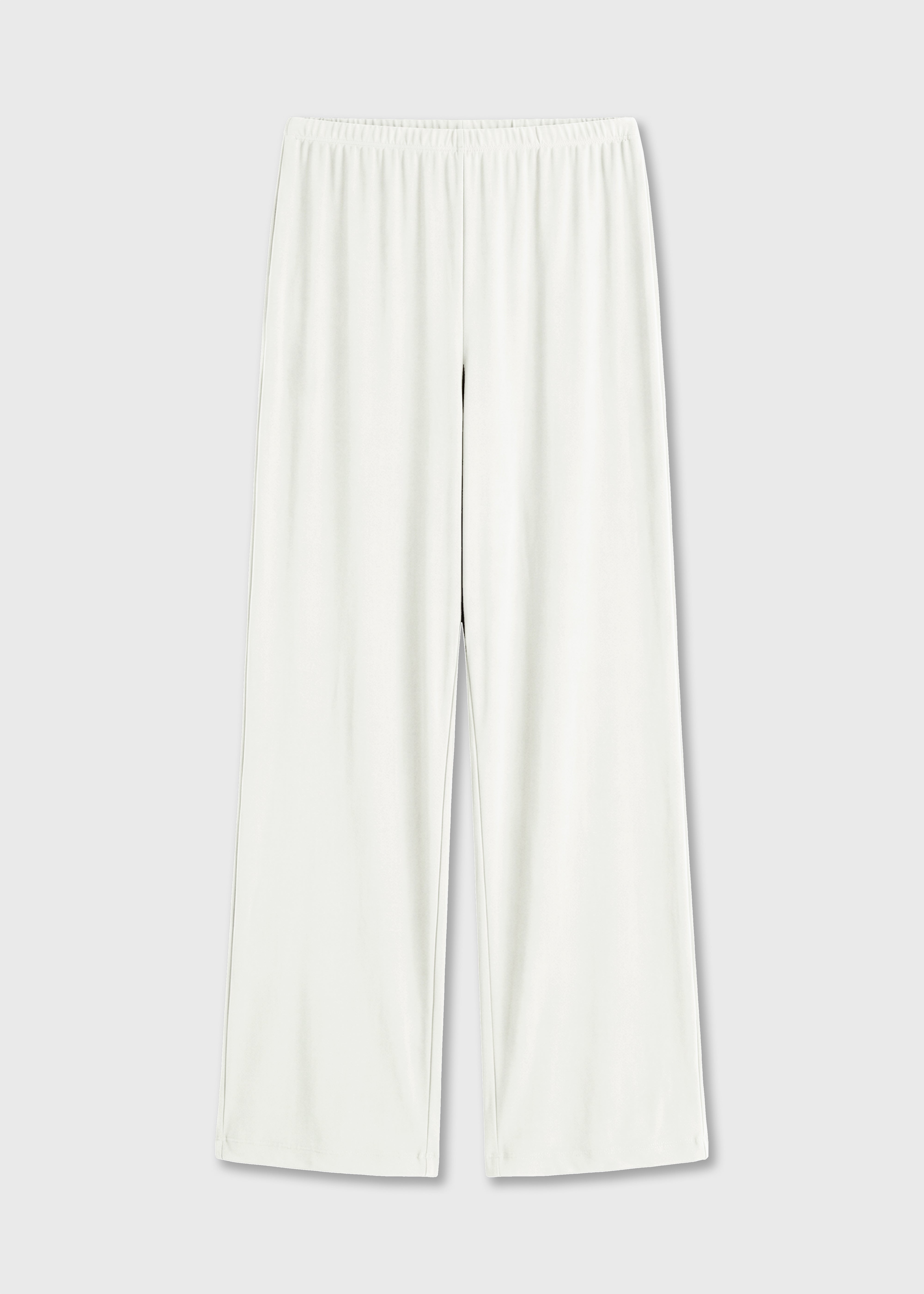 Cream wide legged pull on pants.