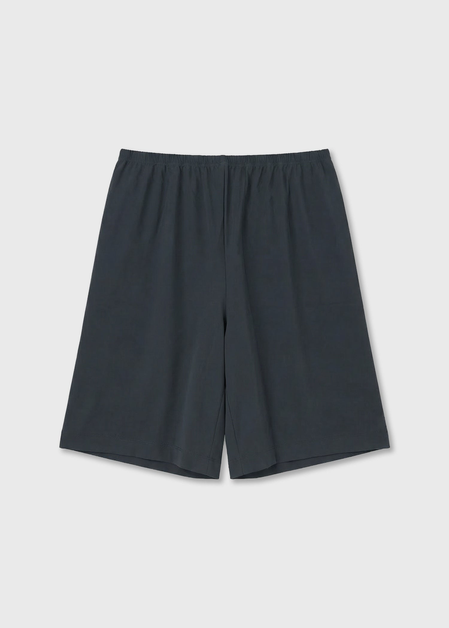 Dark charcoal gray shorts with an elastic waistband.
