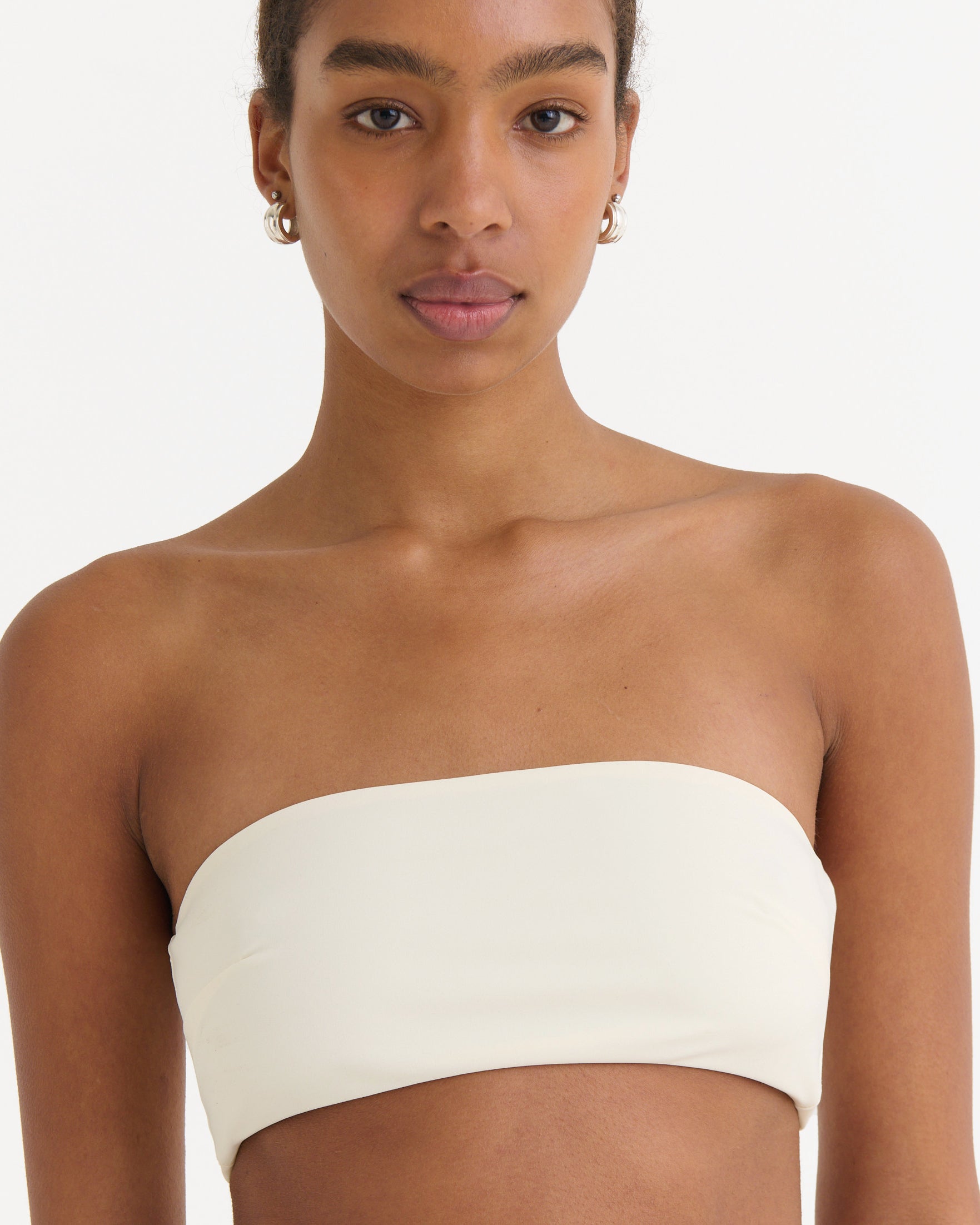 Cropped bandeau top, Cream