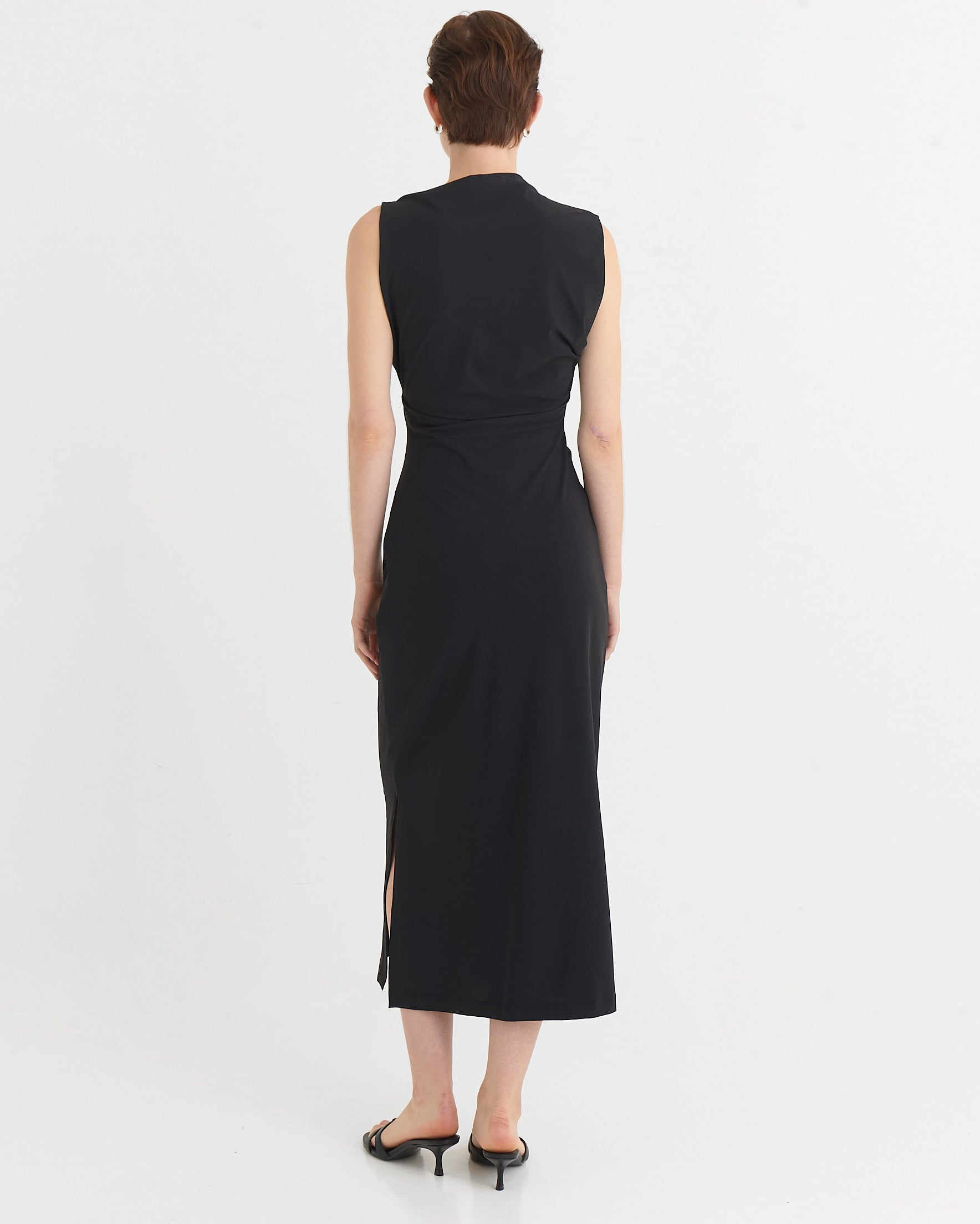 Asymmetric midi dress, Black