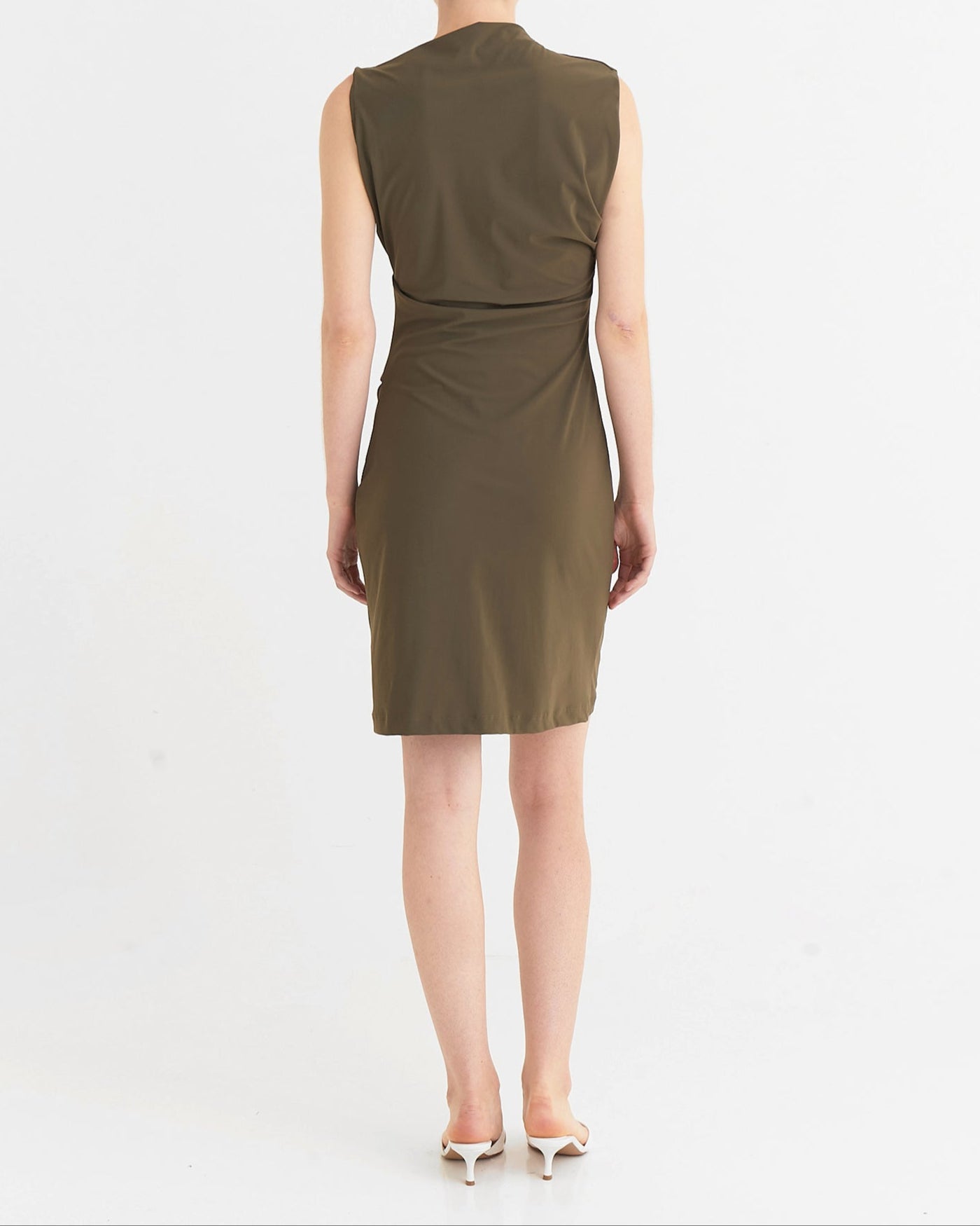 Asymmetric mini dress, Moss