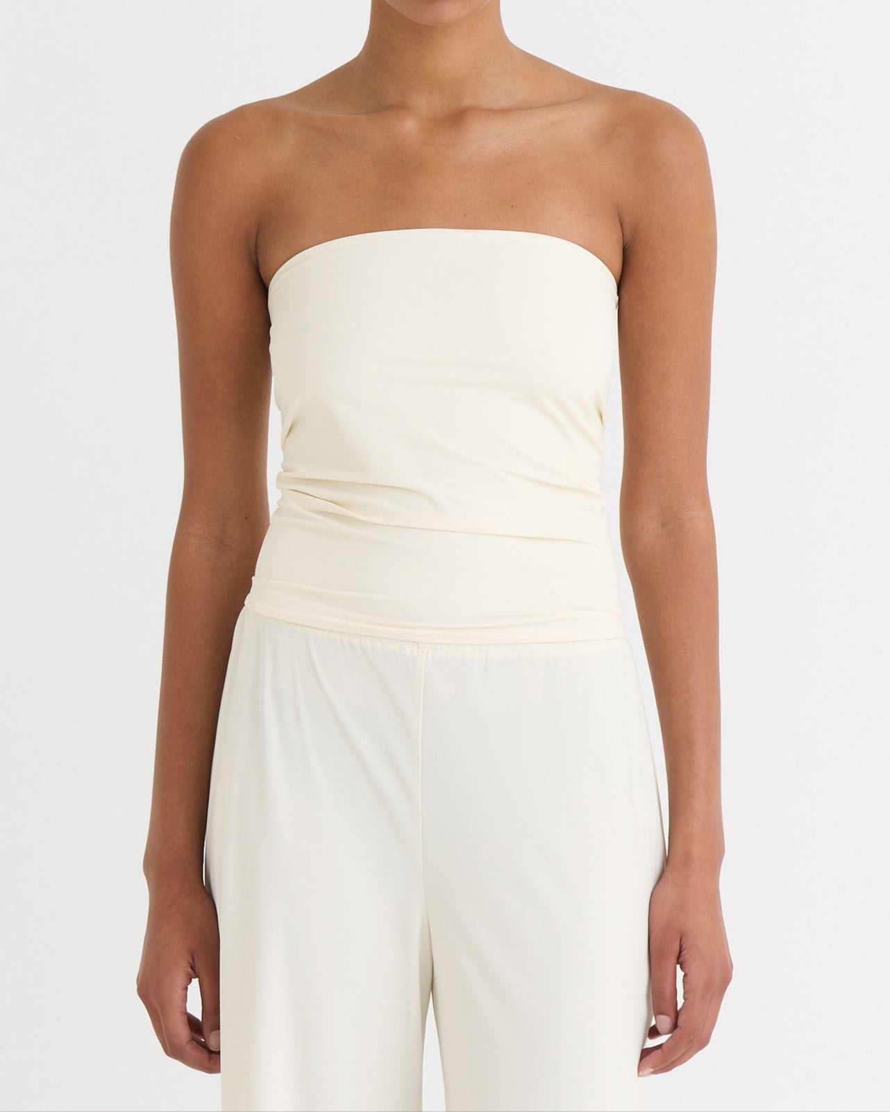 Strapless bandeau top, Cream