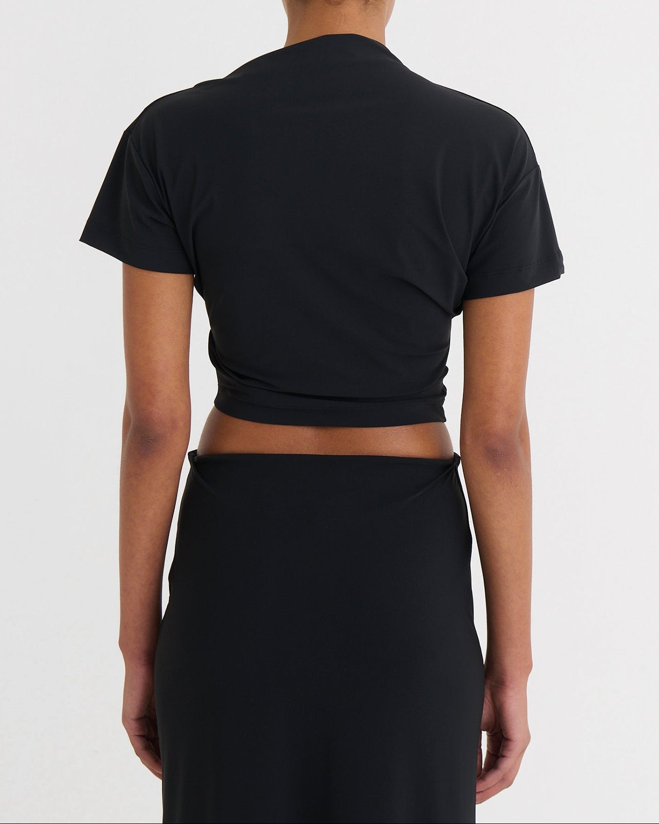 Asymmetric cropped top, Black