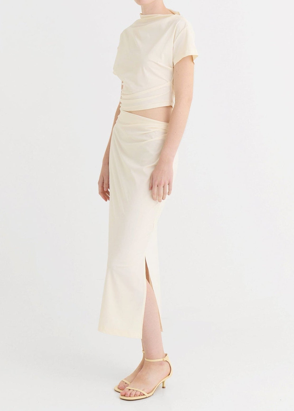 Asymmetric midi skirt, Cream