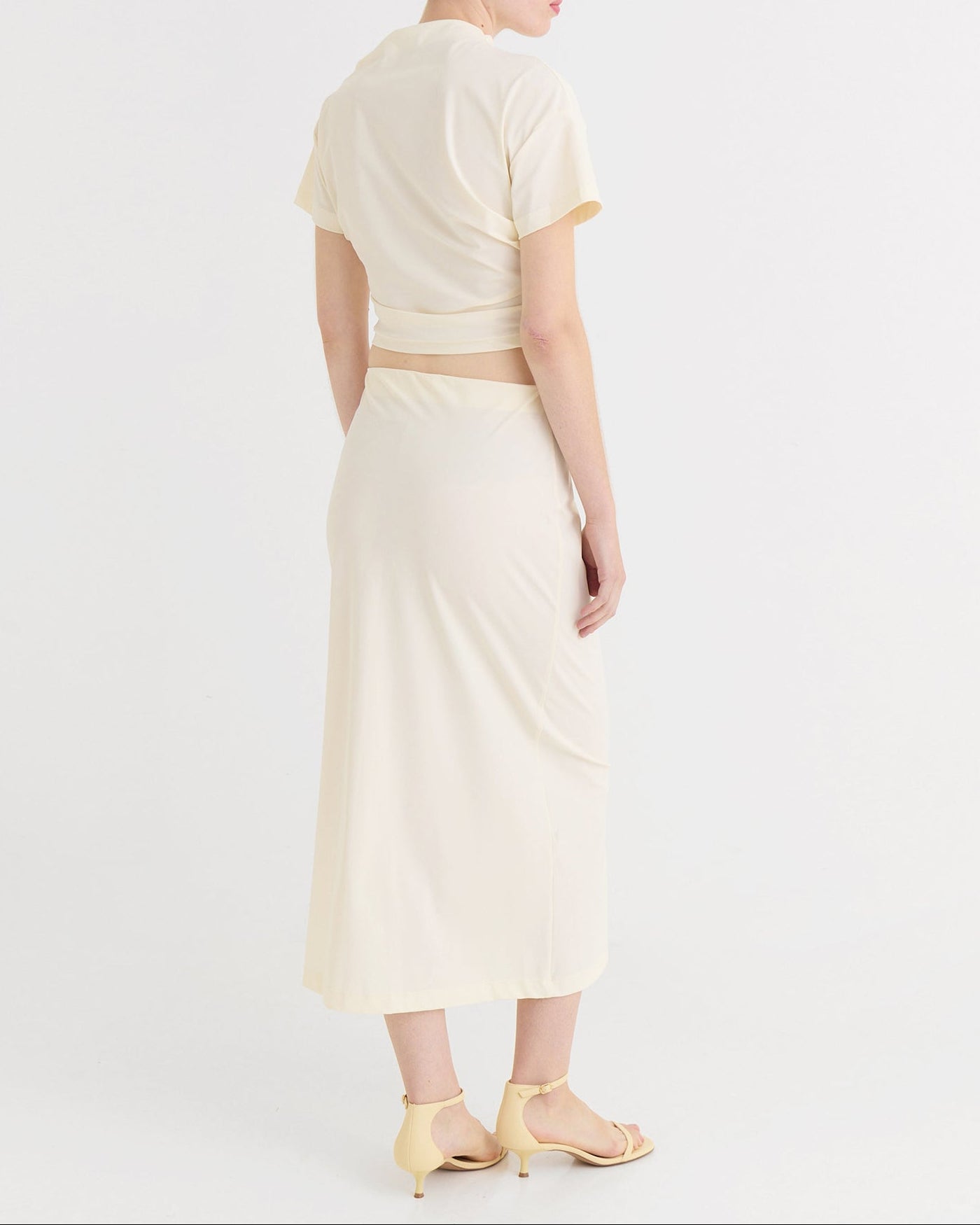 Side-split midi skirt, Cream