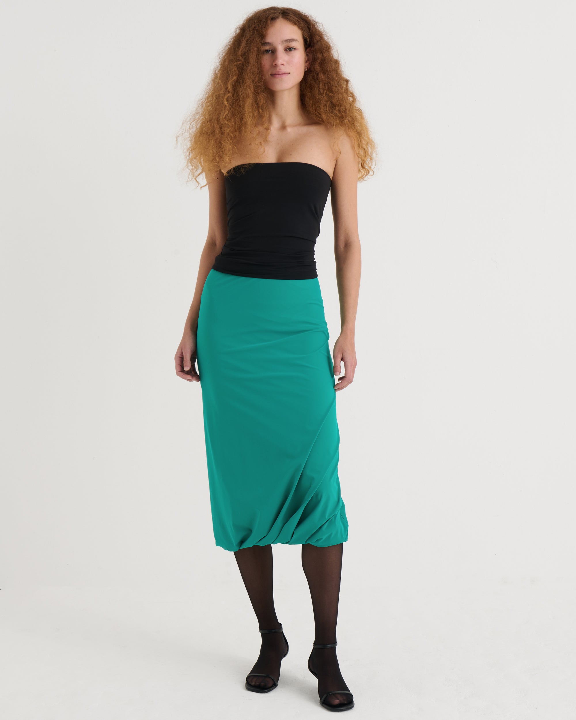 Twisted midi skirt, Teal